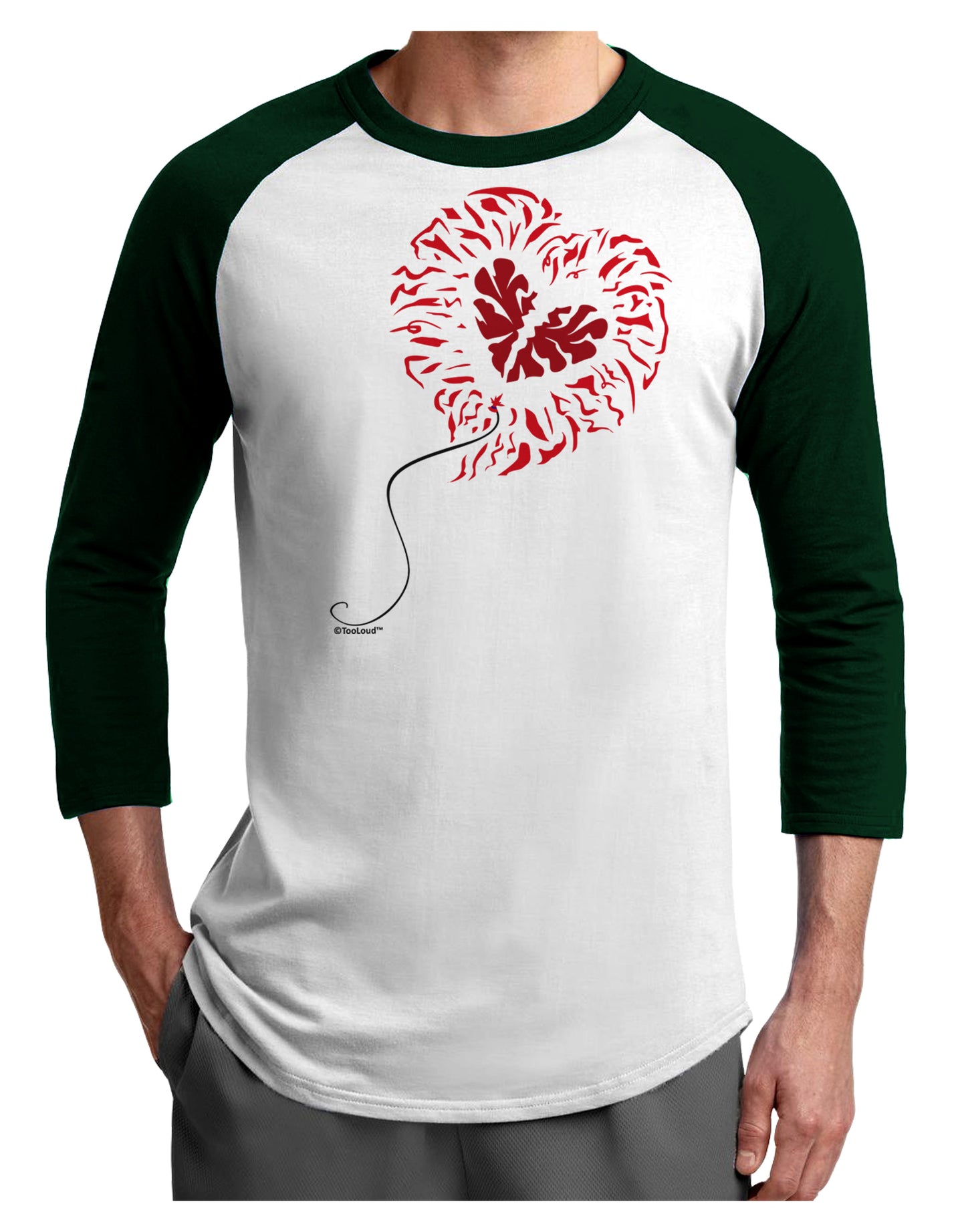 Broken Heart Popped Red Heart Balloon Adult Raglan Shirt-Raglan Shirt-TooLoud-White-Forest-X-Small-Davson Sales