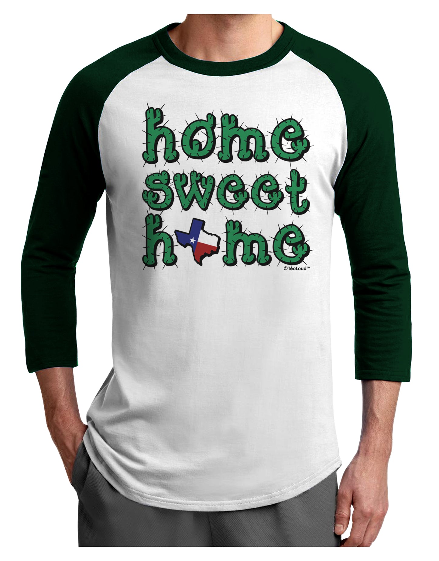 Home Sweet Home - Texas - Cactus and State Flag Adult Raglan Shirt by TooLoud-TooLoud-White-Forest-X-Small-Davson Sales