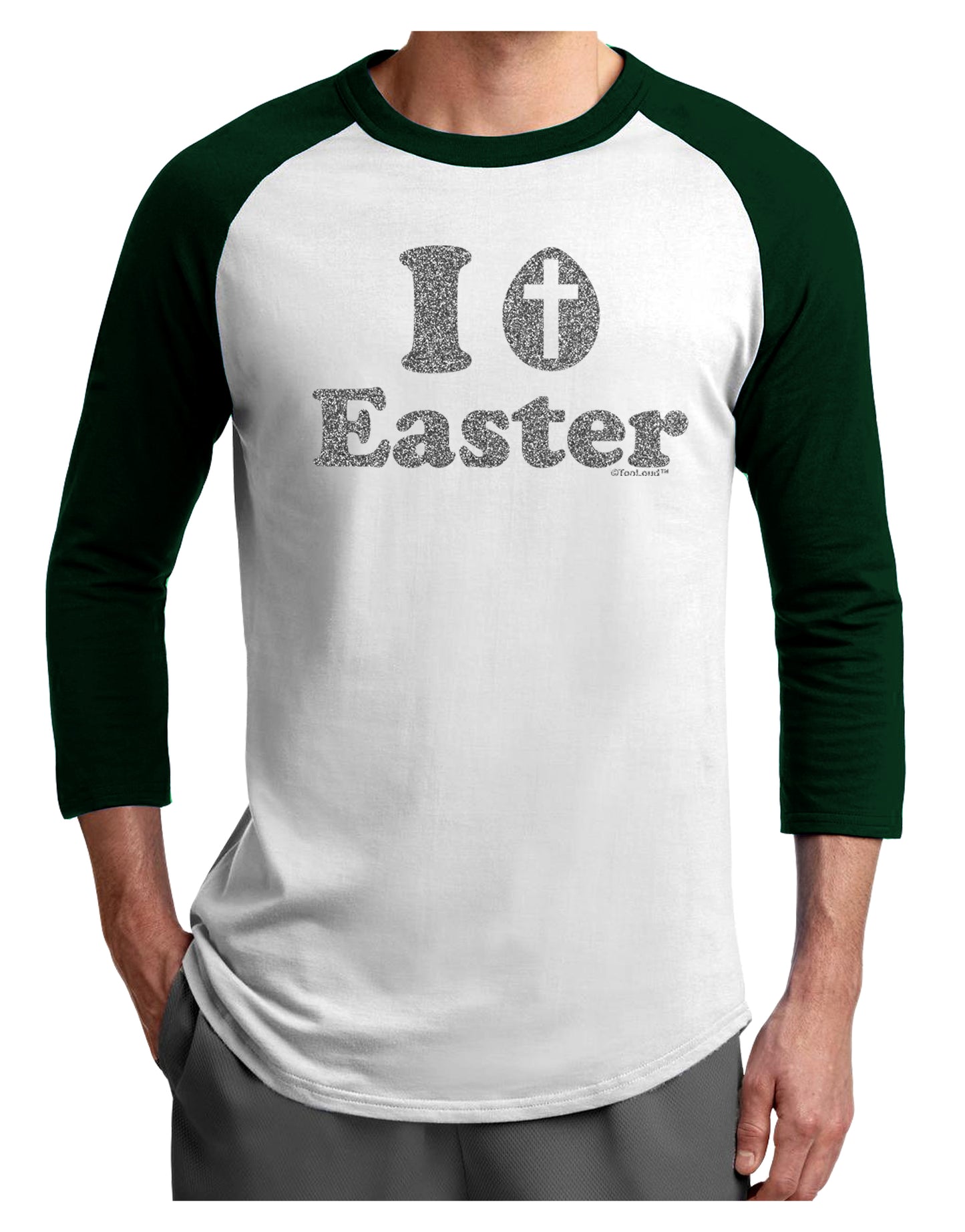 I Egg Cross Easter - Silver Glitter Adult Raglan Shirt by TooLoud-TooLoud-White-Forest-X-Small-Davson Sales
