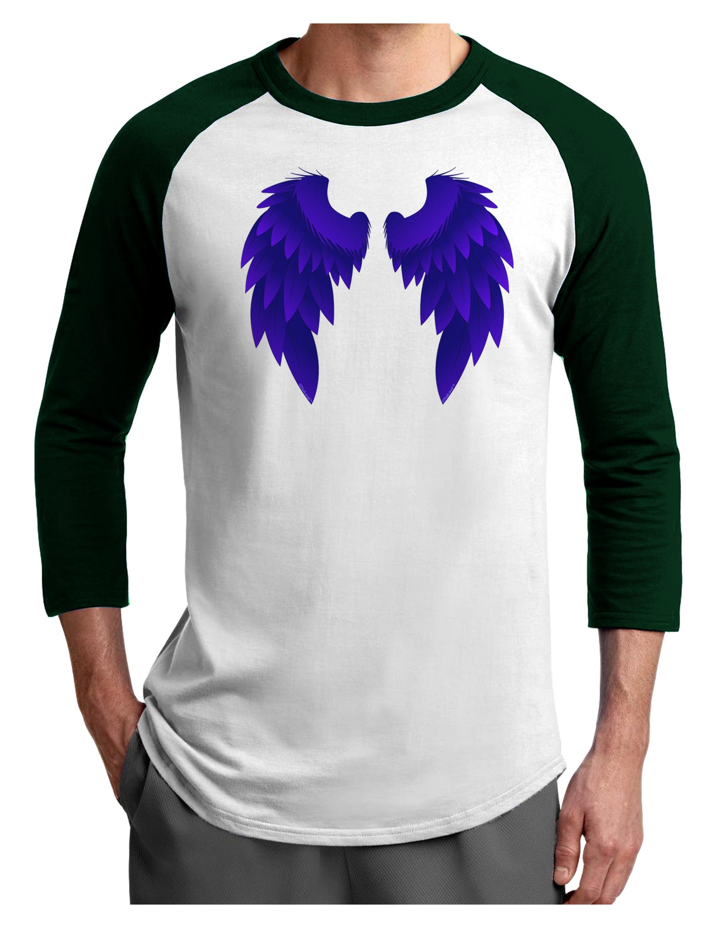 Epic Dark Angel Wings Design Adult Raglan Shirt-Raglan Shirt-TooLoud-White-Forest-X-Small-Davson Sales