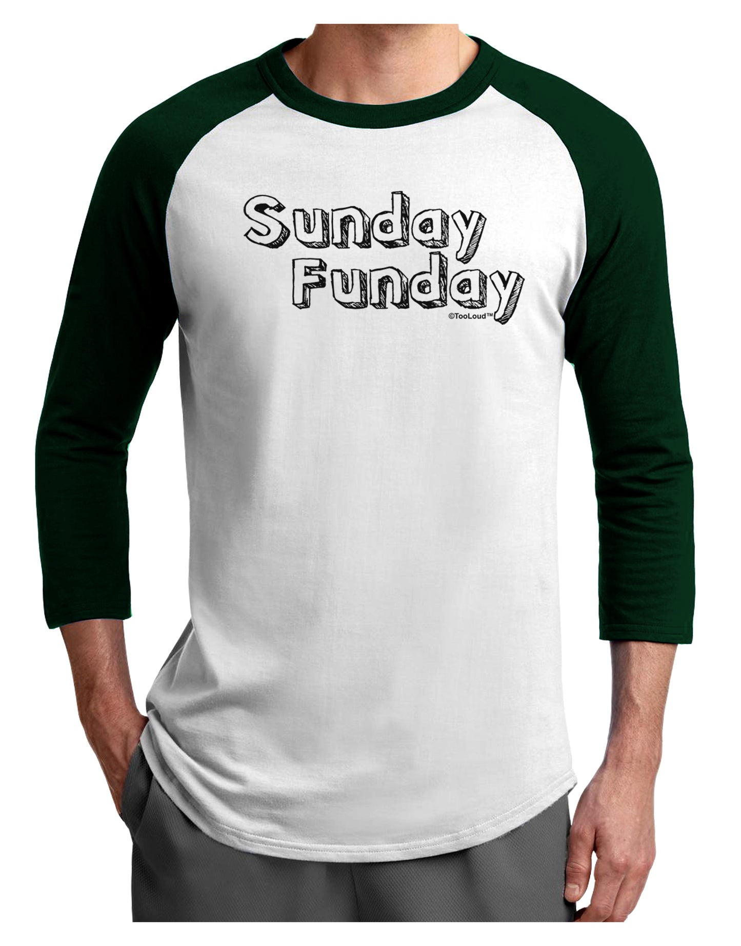 Sunday Funday Text Design Adult Raglan Shirt by TooLoud-TooLoud-White-Forest-X-Small-Davson Sales