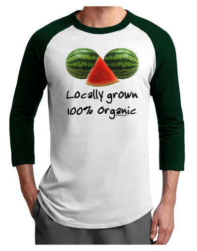 Locally Grown Organic Melons Adult Raglan Shirt-TooLoud-White-Forest-X-Small-Davson Sales