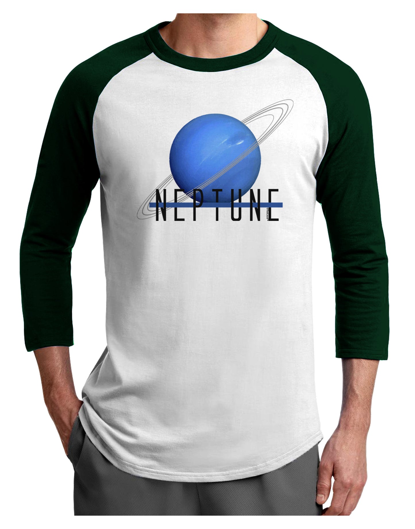 Planet Neptune Text Adult Raglan Shirt-Raglan Shirt-TooLoud-White-Forest-X-Small-Davson Sales