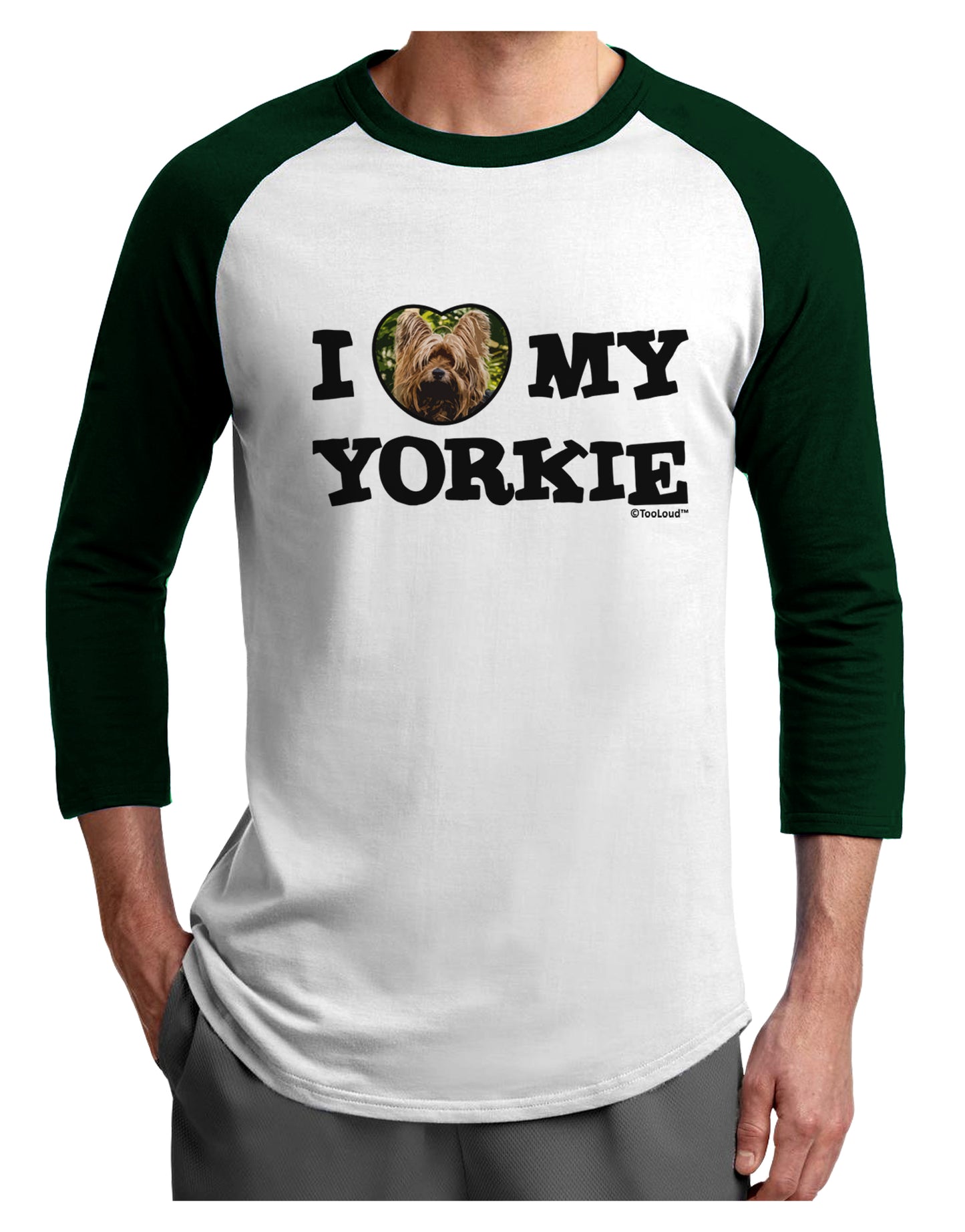 I Heart My Yorkie Adult Raglan Shirt by TooLoud-TooLoud-White-Forest-X-Small-Davson Sales