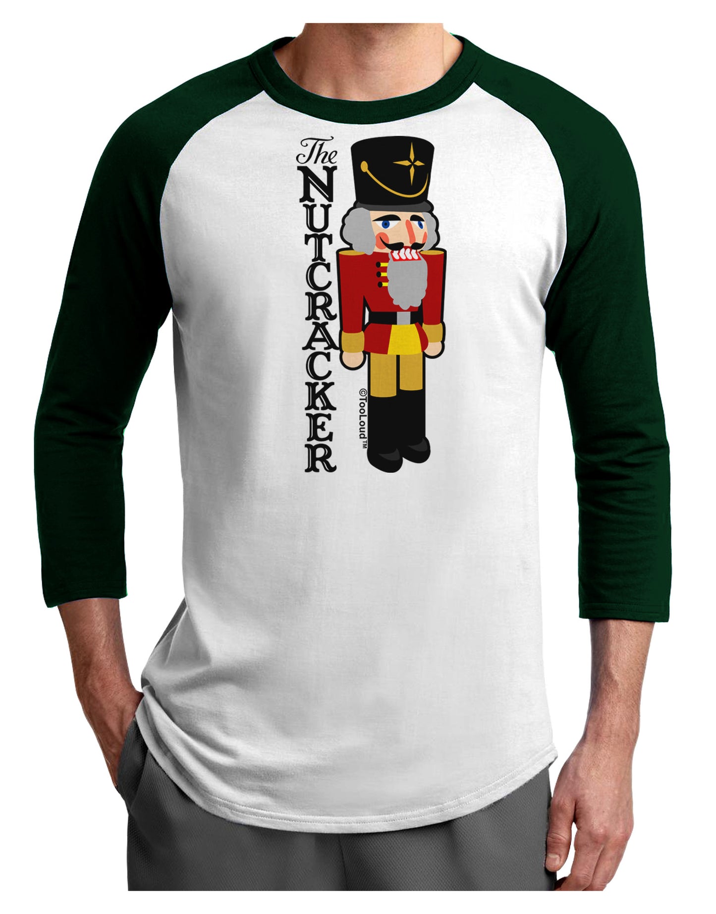 The Nutcracker with Text Adult Raglan Shirt by-Raglan Shirt-TooLoud-White-Forest-X-Small-Davson Sales