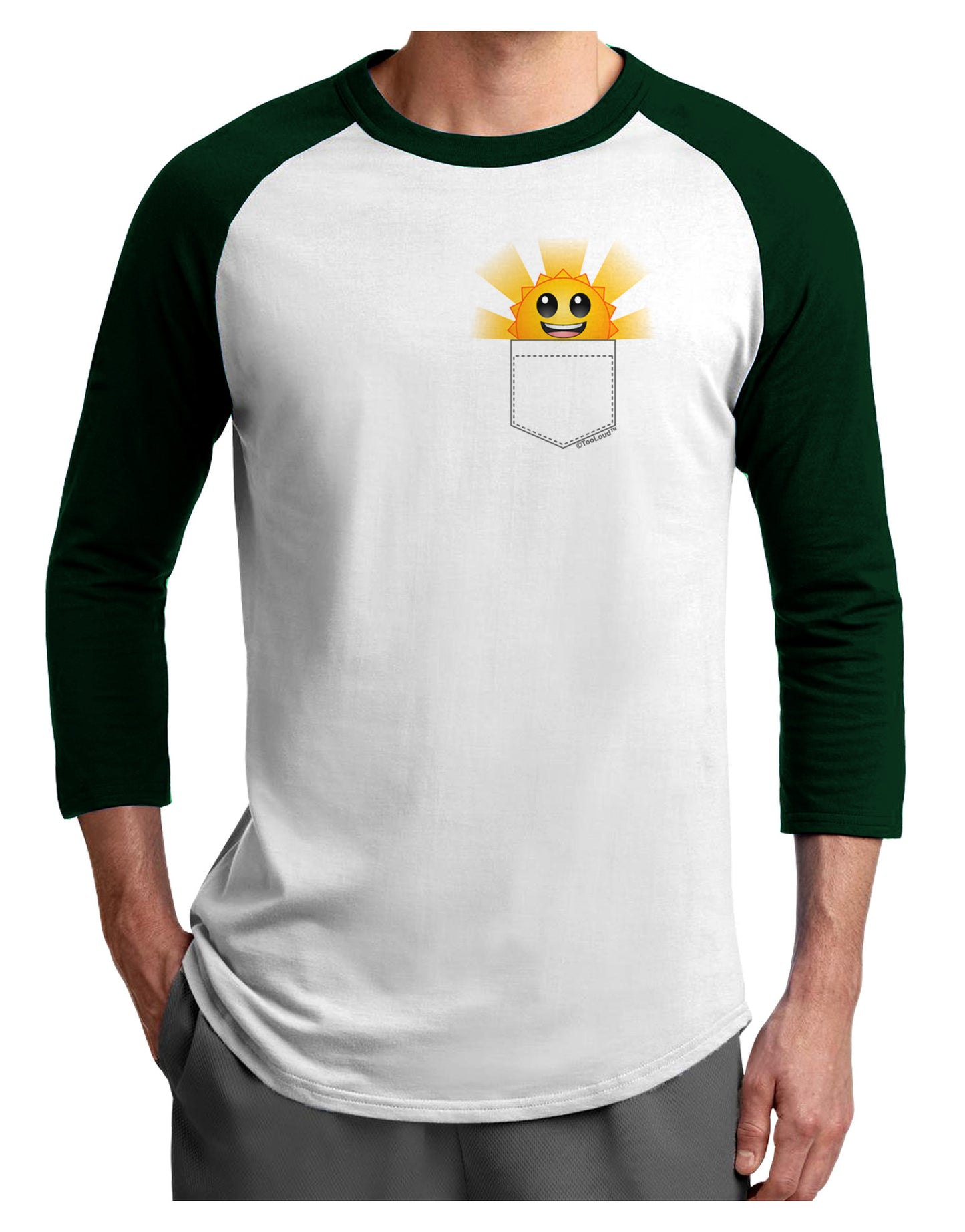 Sunshine In My Pocket Adult Raglan Shirt-Raglan Shirt-TooLoud-White-Forest-X-Small-Davson Sales