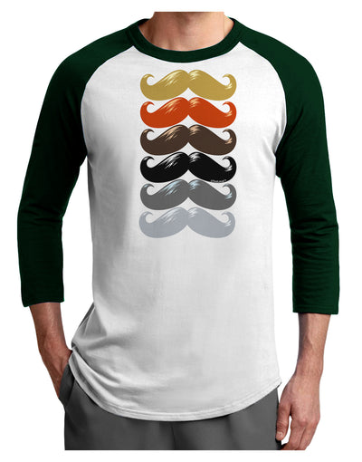 Natural Mustache Rainbow Adult Raglan Shirt-Raglan Shirt-TooLoud-White-Forest-X-Small-Davson Sales