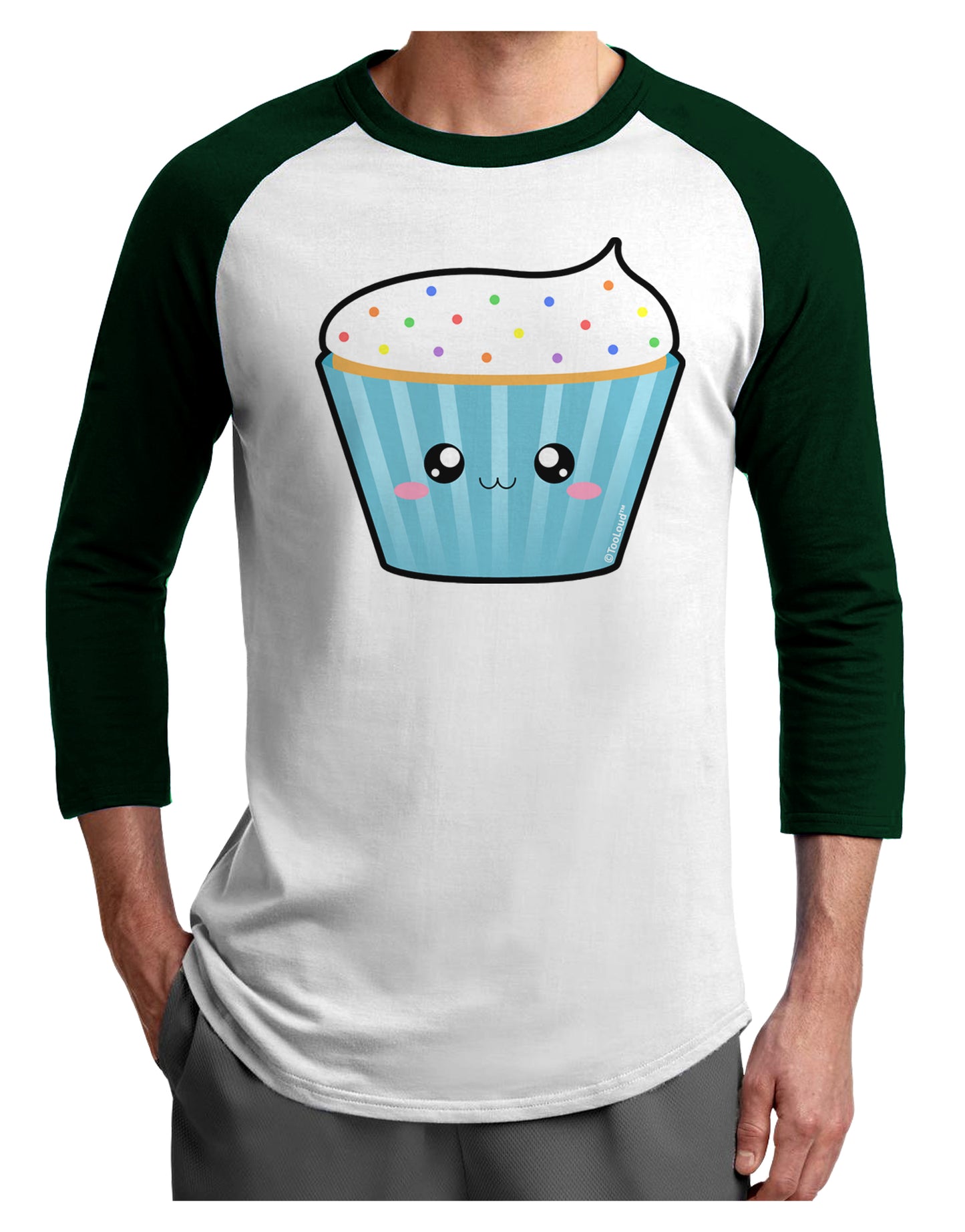 Cute Cupcake with Sprinkles Adult Raglan Shirt by TooLoud-TooLoud-White-Forest-X-Small-Davson Sales