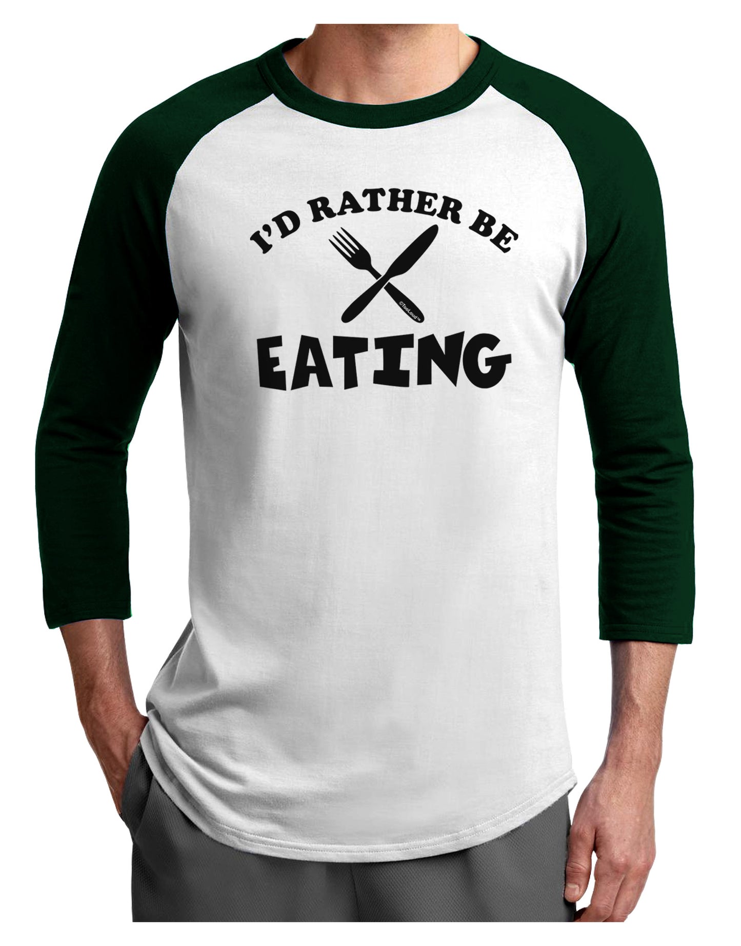 I'd Rather Be Eating Adult Raglan Shirt-Raglan Shirt-TooLoud-White-Forest-X-Small-Davson Sales