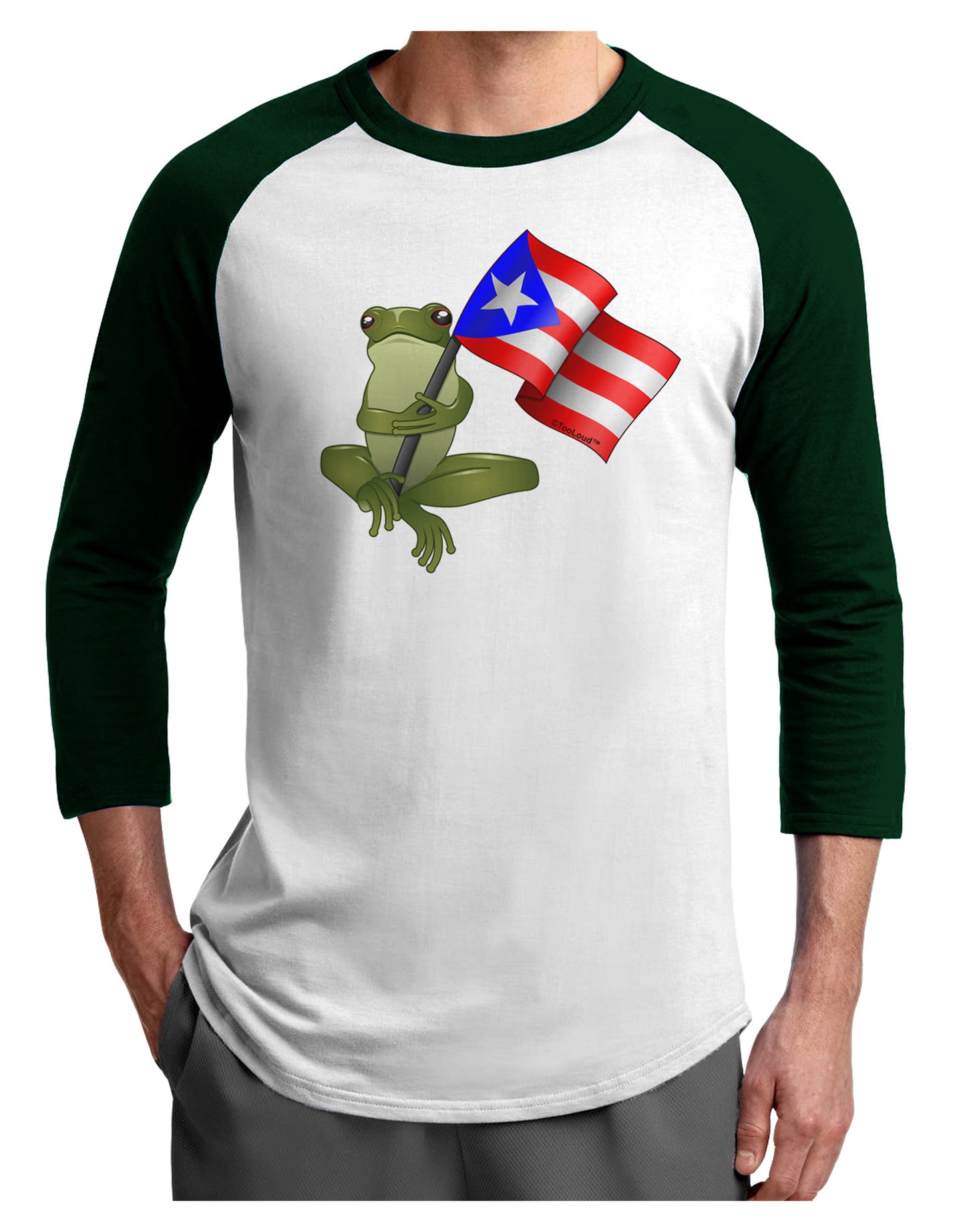 Coqui Holding Flag Adult Raglan Shirt-Raglan Shirt-TooLoud-White-Forest-X-Small-Davson Sales
