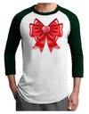 Valentine's Day Heart Bow Adult Raglan Shirt-Raglan Shirt-TooLoud-White-Forest-X-Small-Davson Sales