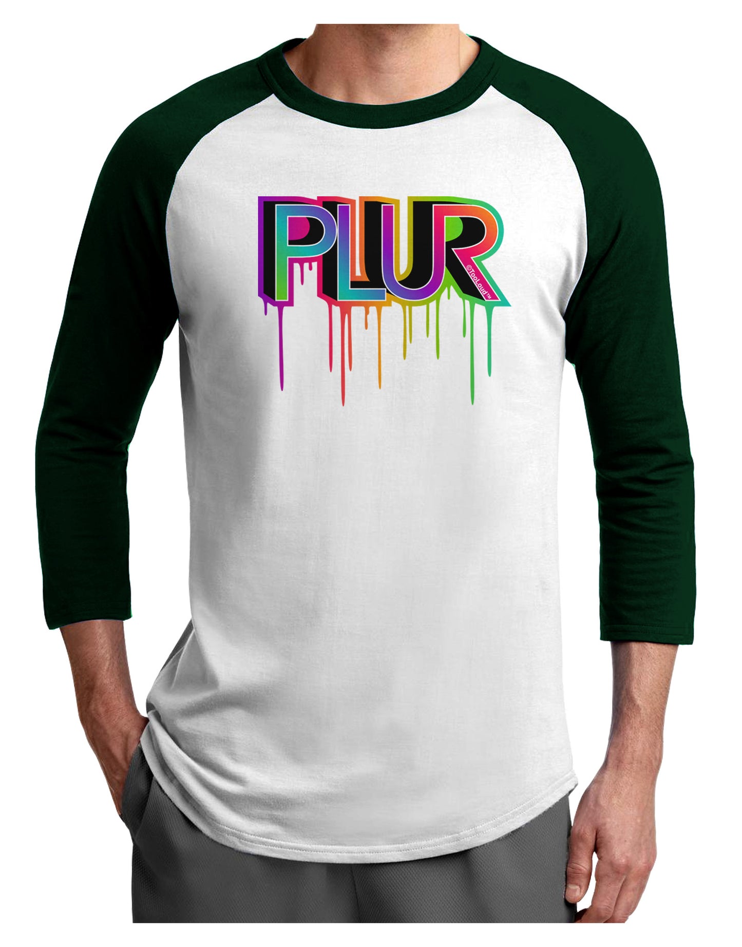 PLUR Paint Adult Raglan Shirt-Raglan Shirt-TooLoud-White-Forest-X-Small-Davson Sales
