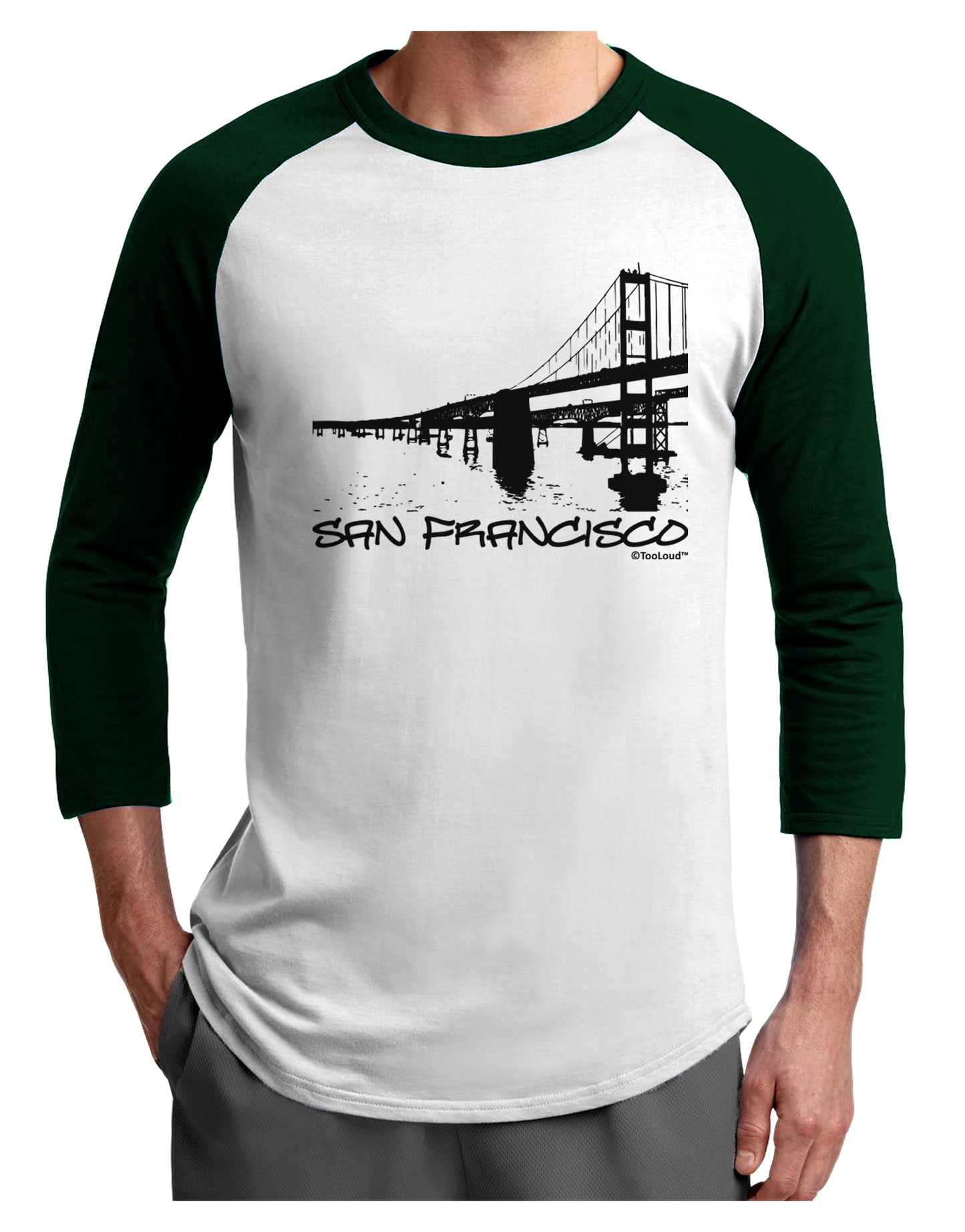 Bay Bridge Cutout Design - San Francisco Adult Raglan Shirt by TooLoud-TooLoud-White-Forest-X-Small-Davson Sales