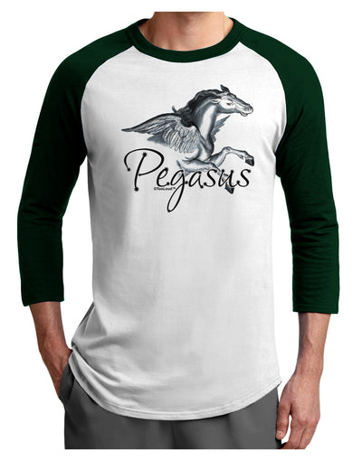 Pegasus Color Illustration Adult Raglan Shirt-TooLoud-White-Forest-X-Small-Davson Sales