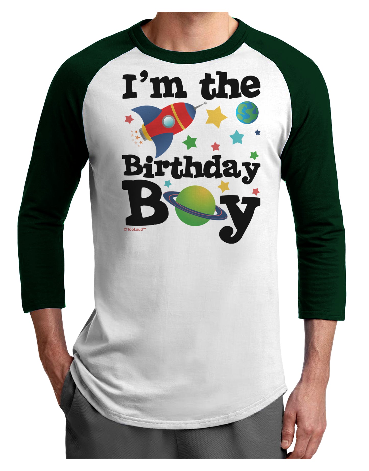 I'm the Birthday Boy - Outer Space Design Adult Raglan Shirt by TooLoud-TooLoud-White-Forest-X-Small-Davson Sales