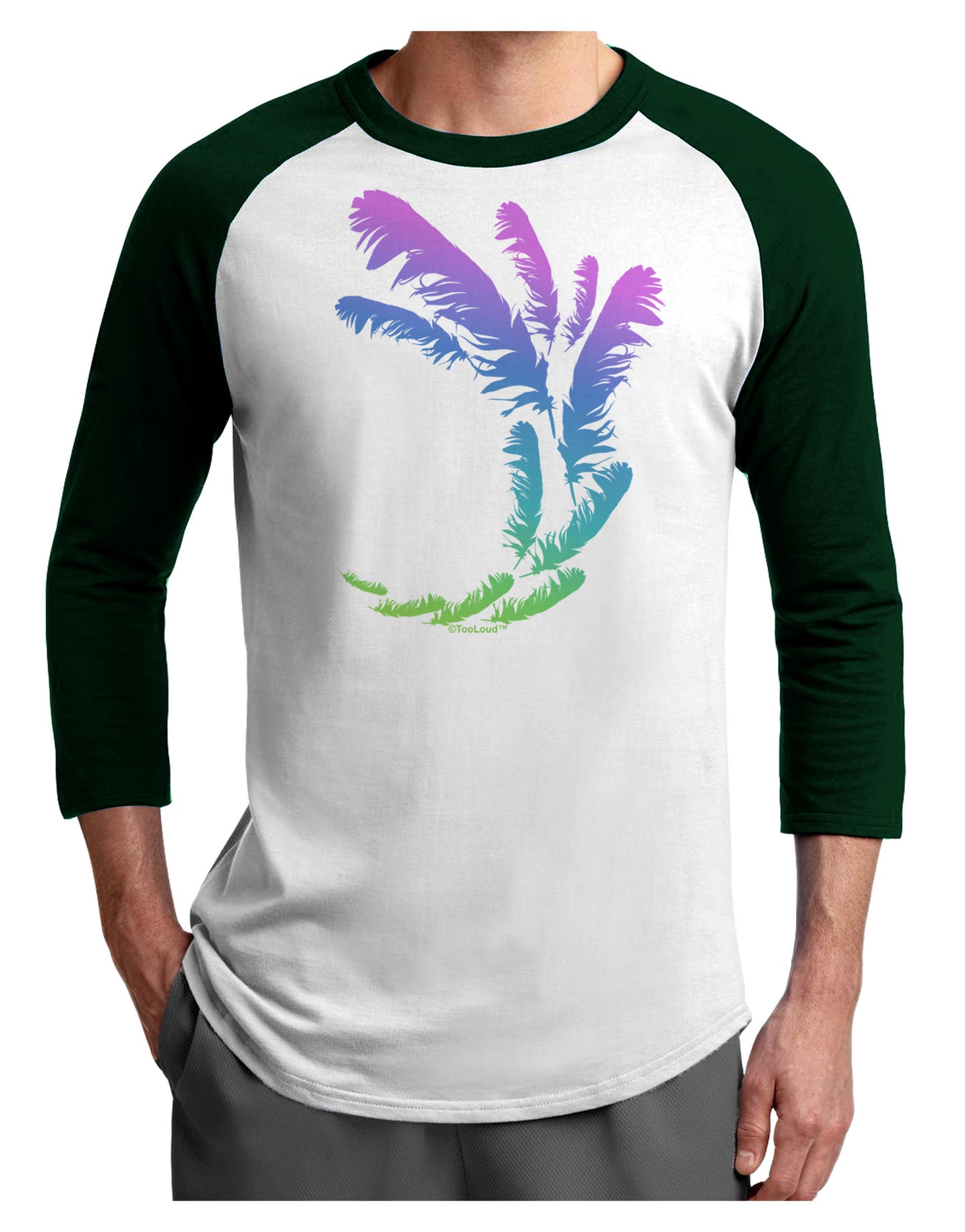 Tropical Feathers Adult Raglan Shirt-Raglan Shirt-TooLoud-White-Forest-X-Small-Davson Sales