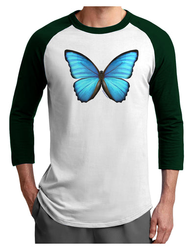 Big Blue Butterfly Adult Raglan Shirt-Raglan Shirt-TooLoud-White-Forest-X-Small-Davson Sales