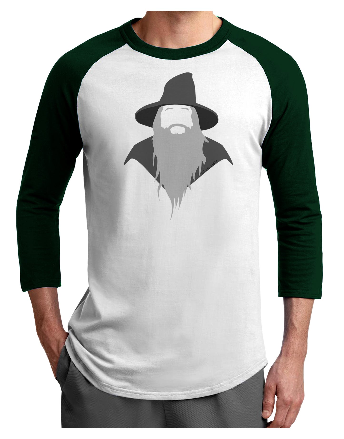 Grey Wizard Adult Raglan Shirt-TooLoud-White-Forest-X-Small-Davson Sales