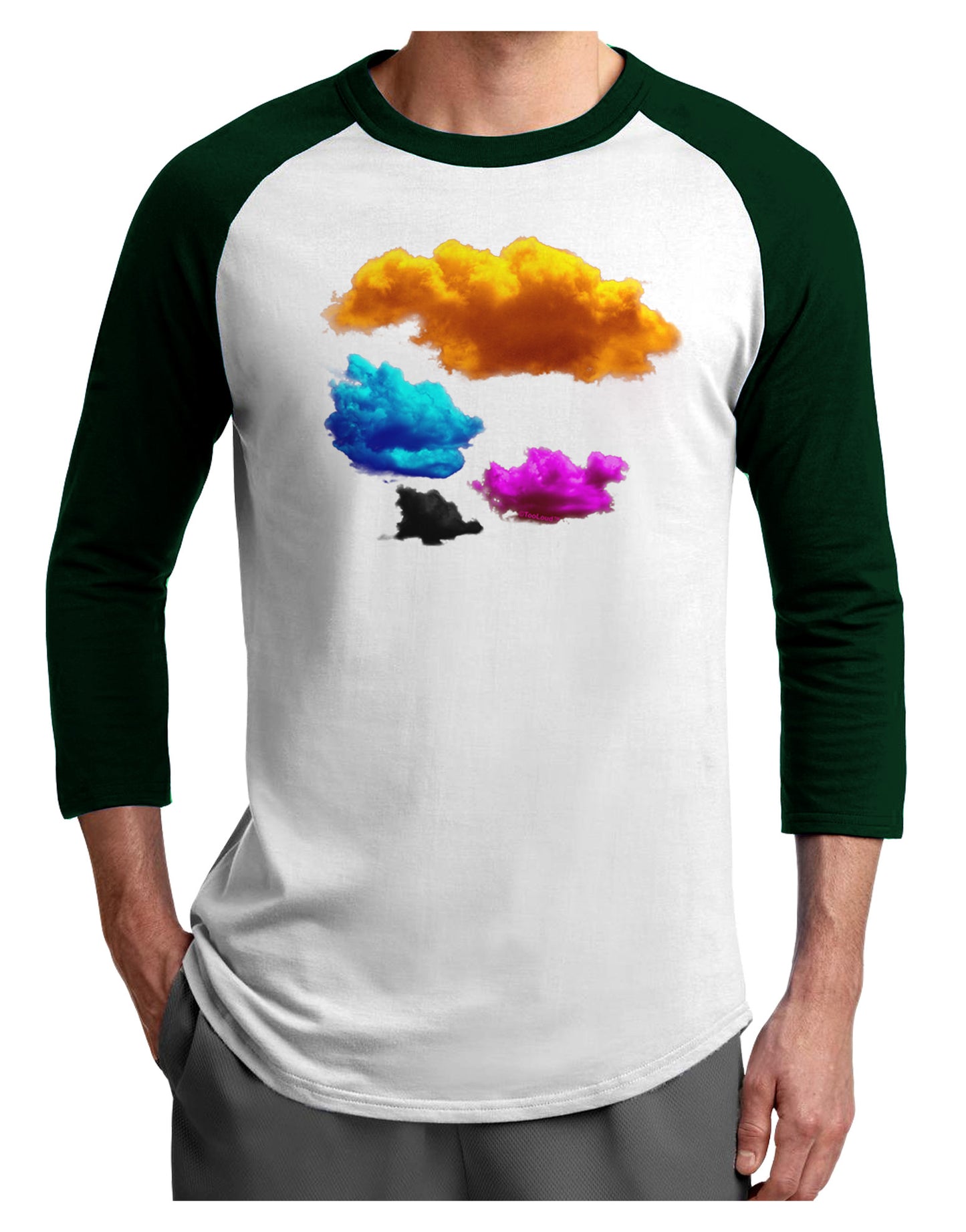 CMYK Clouds Adult Raglan Shirt-Raglan Shirt-TooLoud-White-Forest-X-Small-Davson Sales
