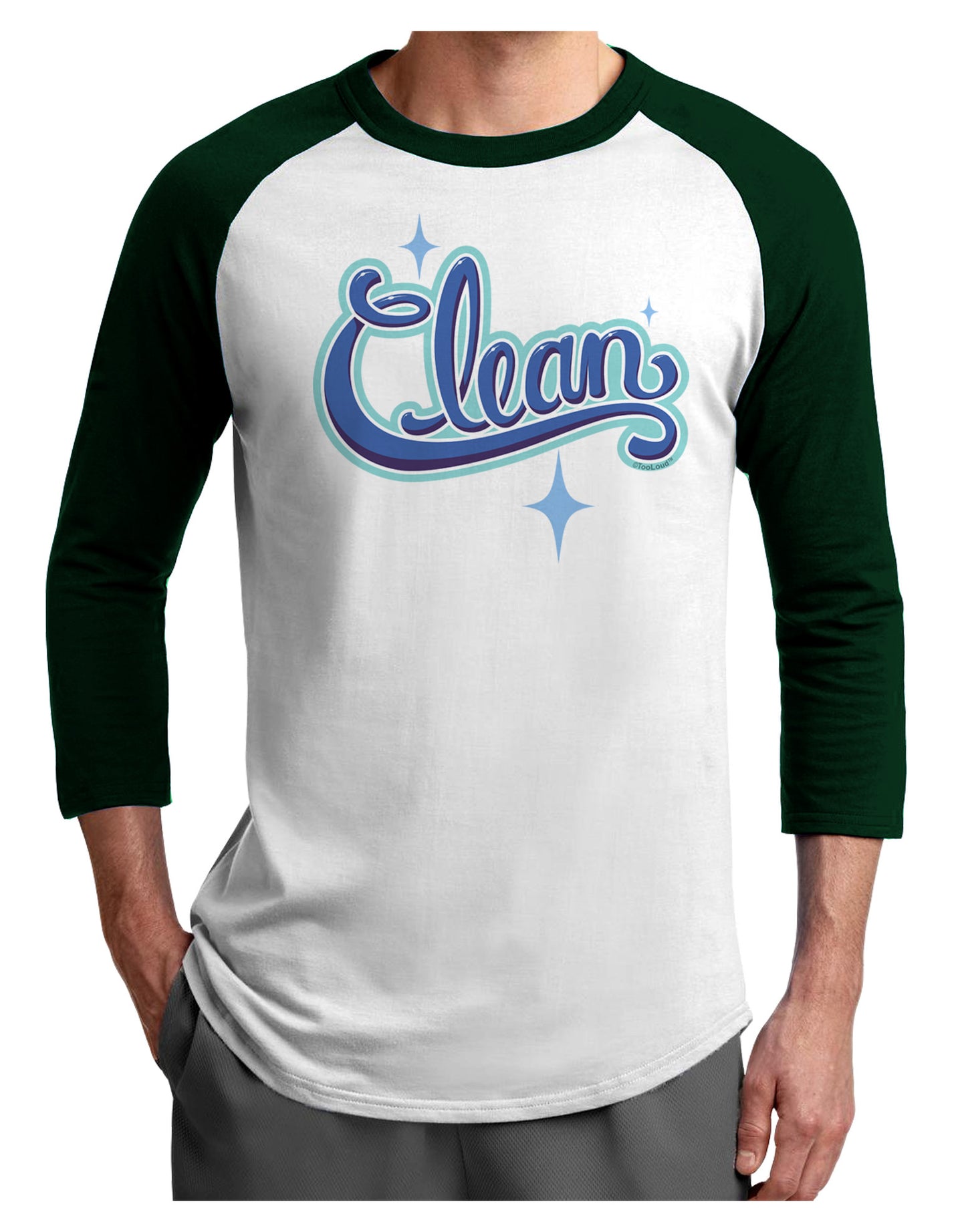 Clean Text Adult Raglan Shirt-Raglan Shirt-TooLoud-White-Forest-X-Small-Davson Sales