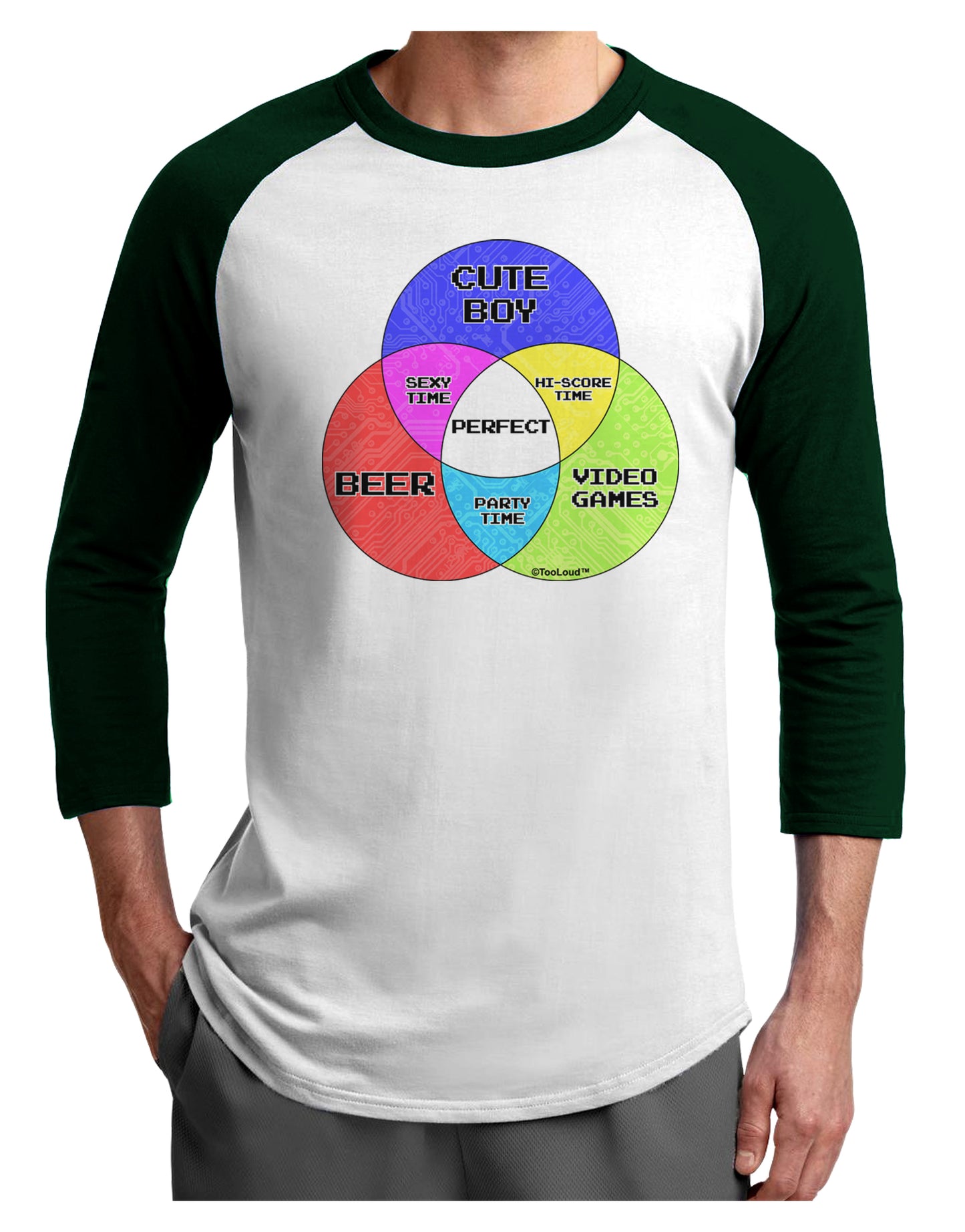 Beer Boy and Games Diagram Adult Raglan Shirt-TooLoud-White-Forest-X-Small-Davson Sales