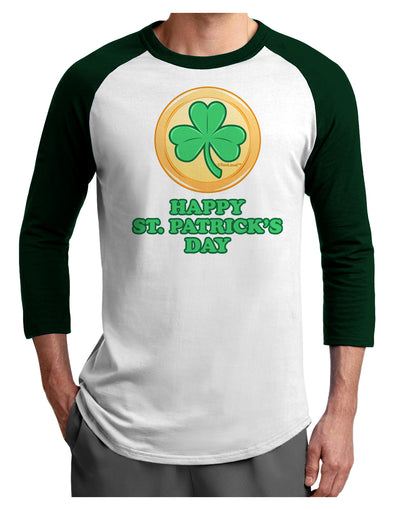 Shamrock Button - St Patrick's Day Adult Raglan Shirt by TooLoud-TooLoud-White-Forest-X-Small-Davson Sales