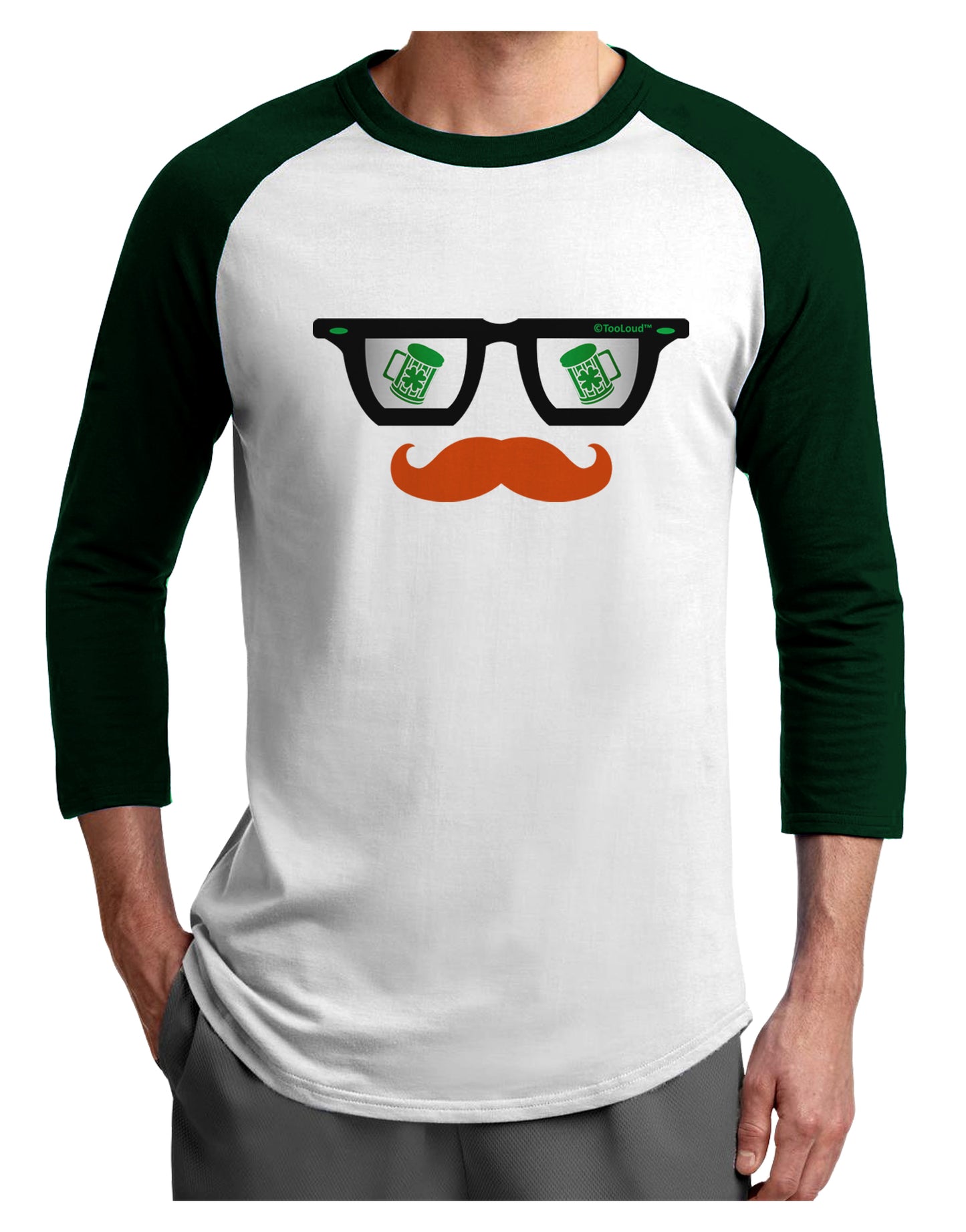 St. Patrick's Day Beer Glasses Design Adult Raglan Shirt by TooLoud-Raglan Shirt-TooLoud-White-Forest-X-Small-Davson Sales