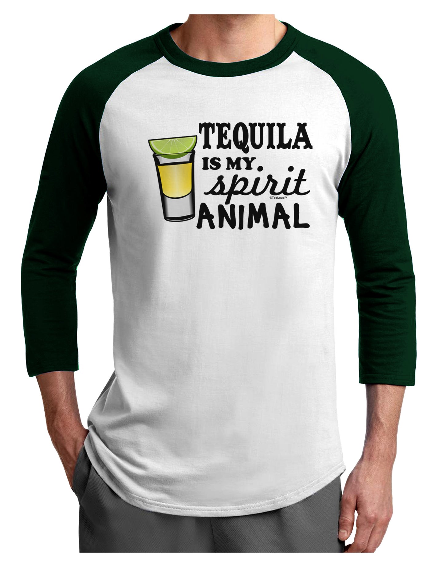 Tequila Is My Spirit Animal Adult Raglan Shirt-Raglan Shirt-TooLoud-White-Forest-X-Small-Davson Sales