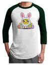 Chick In Bunny Costume Adult Raglan Shirt-TooLoud-White-Forest-X-Small-Davson Sales