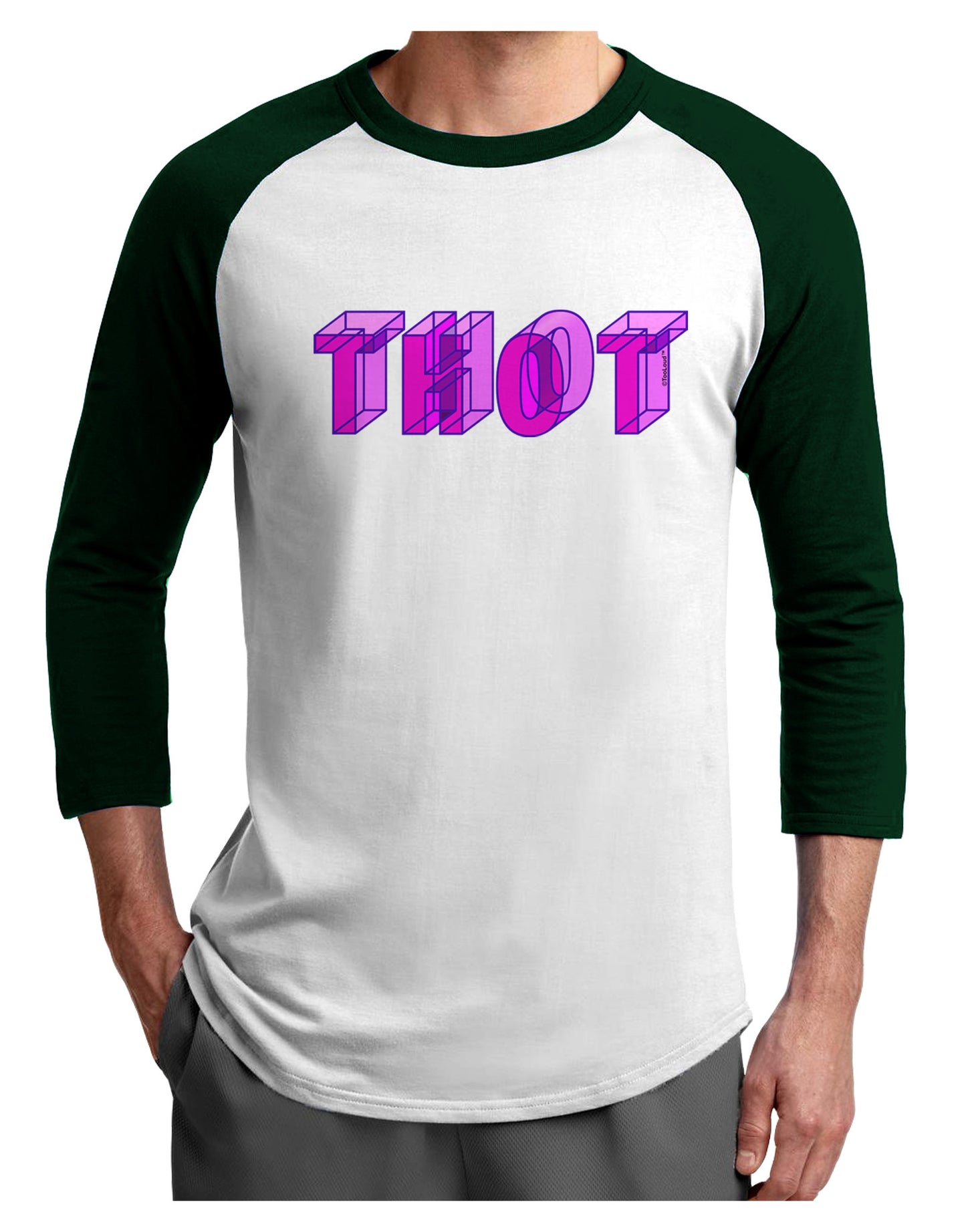 THOT Artistic Text Adult Raglan Shirt-Raglan Shirt-TooLoud-White-Forest-X-Small-Davson Sales
