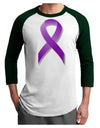 Epilepsy Awareness Ribbon - Purple Adult Raglan Shirt-TooLoud-White-Forest-X-Small-Davson Sales