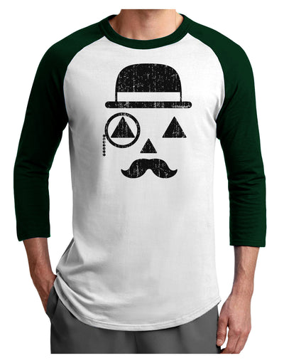 Gentleman Pumpkin Distressed Adult Raglan Shirt-TooLoud-White-Forest-X-Small-Davson Sales