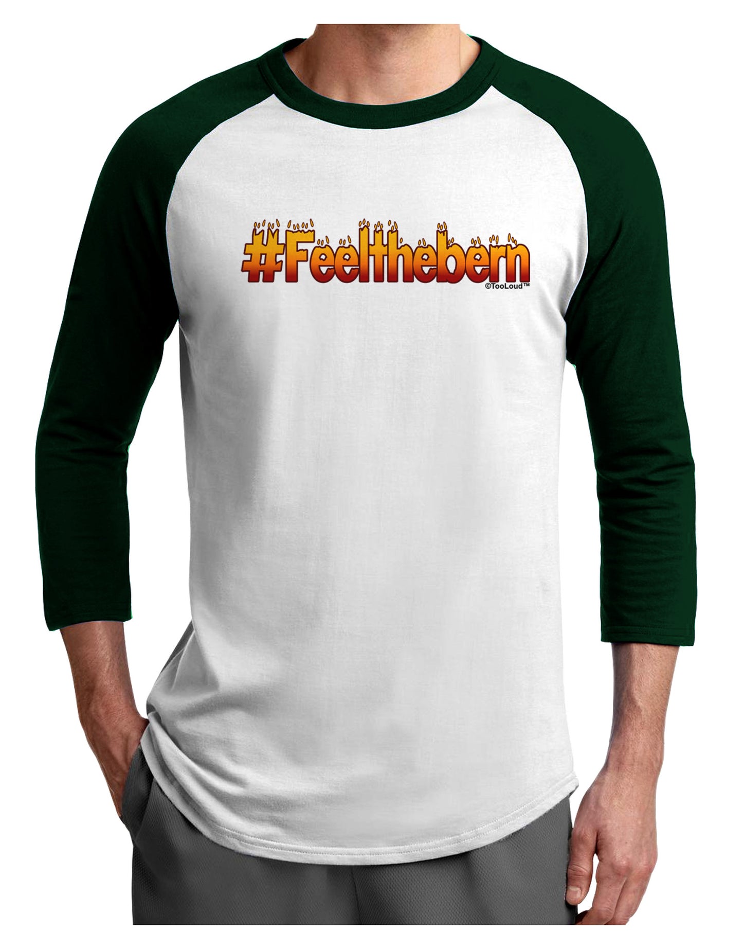Hashtag Feelthebern Adult Raglan Shirt-TooLoud-White-Forest-X-Small-Davson Sales