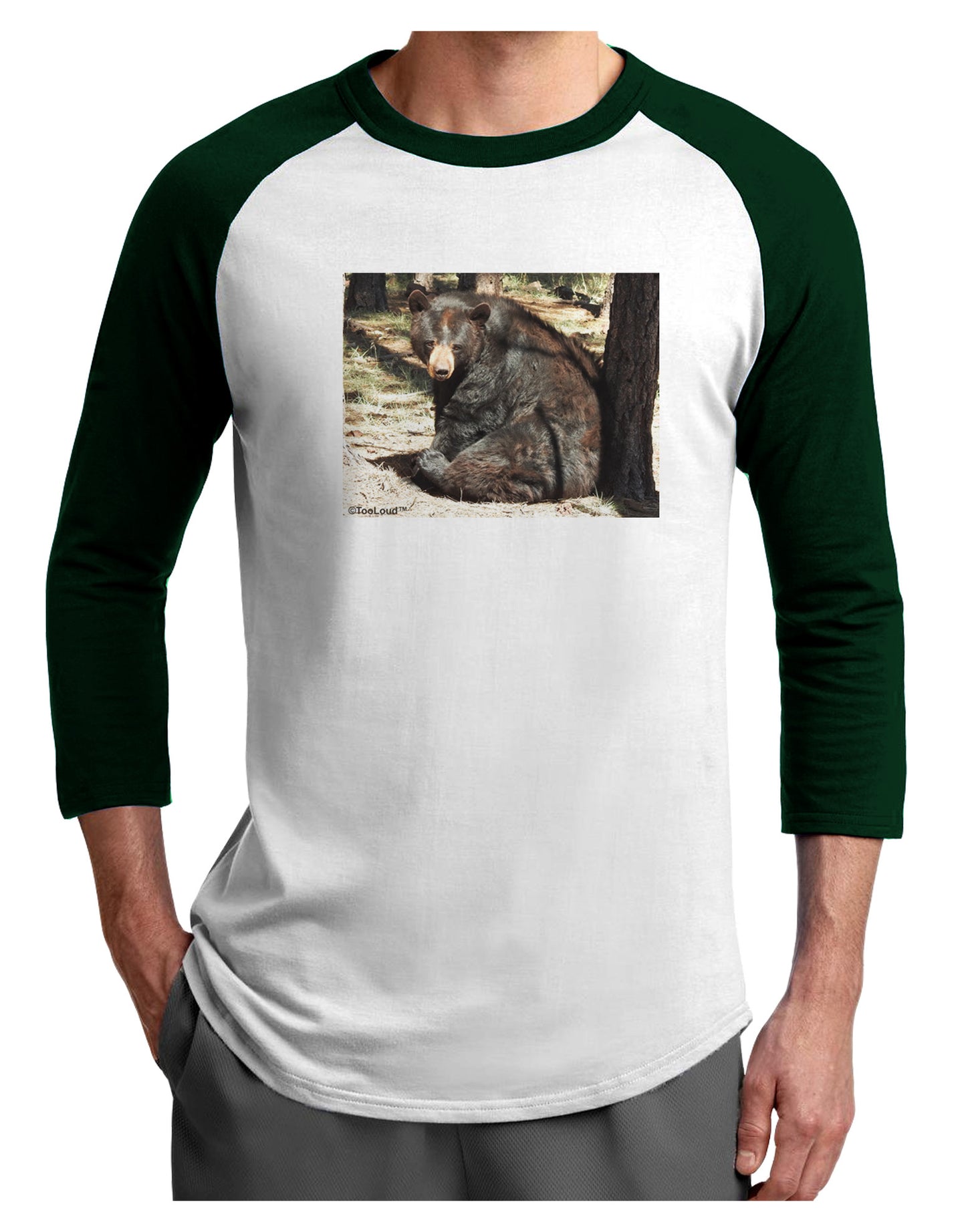 Sad Black Bear Adult Raglan Shirt-Raglan Shirt-TooLoud-White-Forest-X-Small-Davson Sales