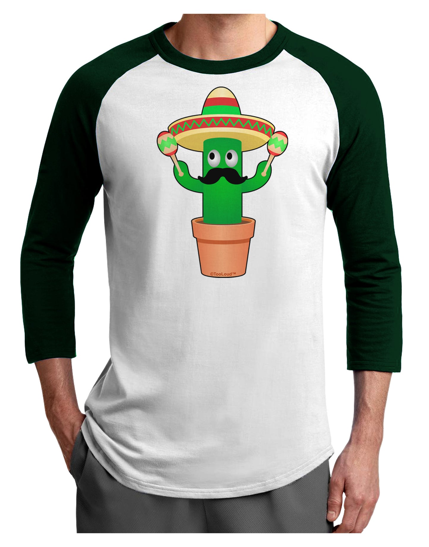 Fiesta Cactus Adult Raglan Shirt-Raglan Shirt-TooLoud-White-Forest-X-Small-Davson Sales