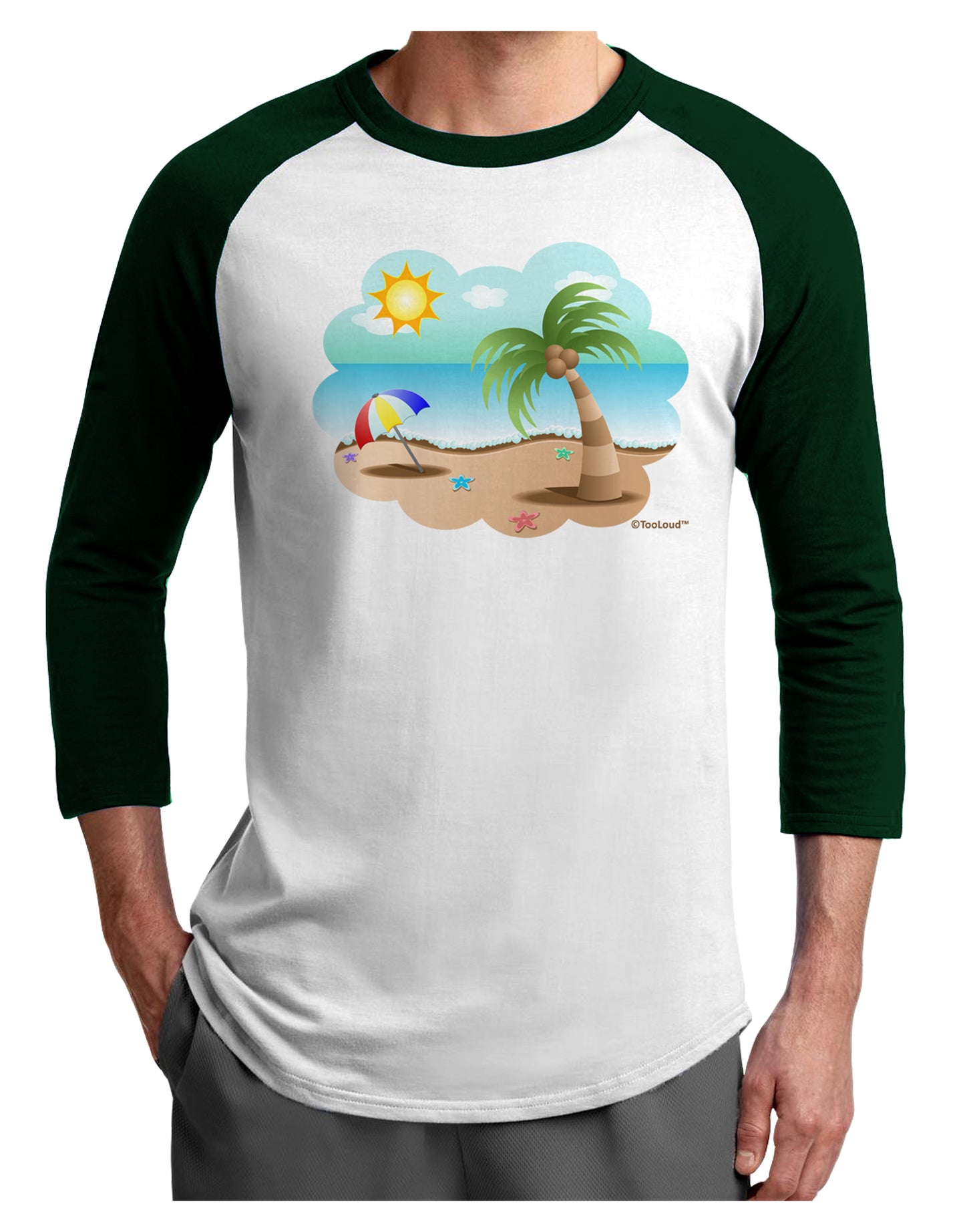 Fun Summer Beach Scene Adult Raglan Shirt by TooLoud-TooLoud-White-Forest-X-Small-Davson Sales