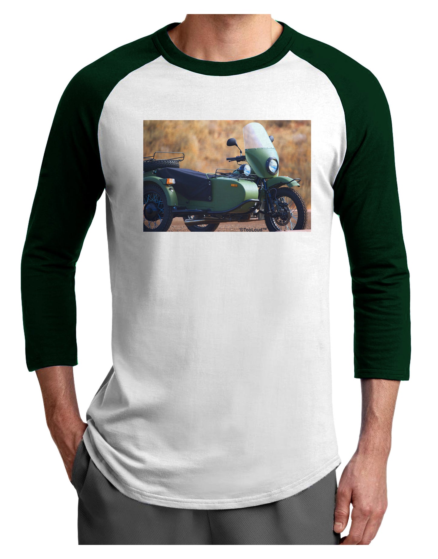 Sidecar Motorcycle Photo Adult Raglan Shirt-Raglan Shirt-TooLoud-White-Forest-X-Small-Davson Sales
