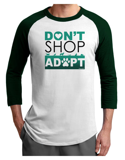 Don't Shop Adopt Adult Raglan Shirt-TooLoud-White-Forest-X-Small-Davson Sales