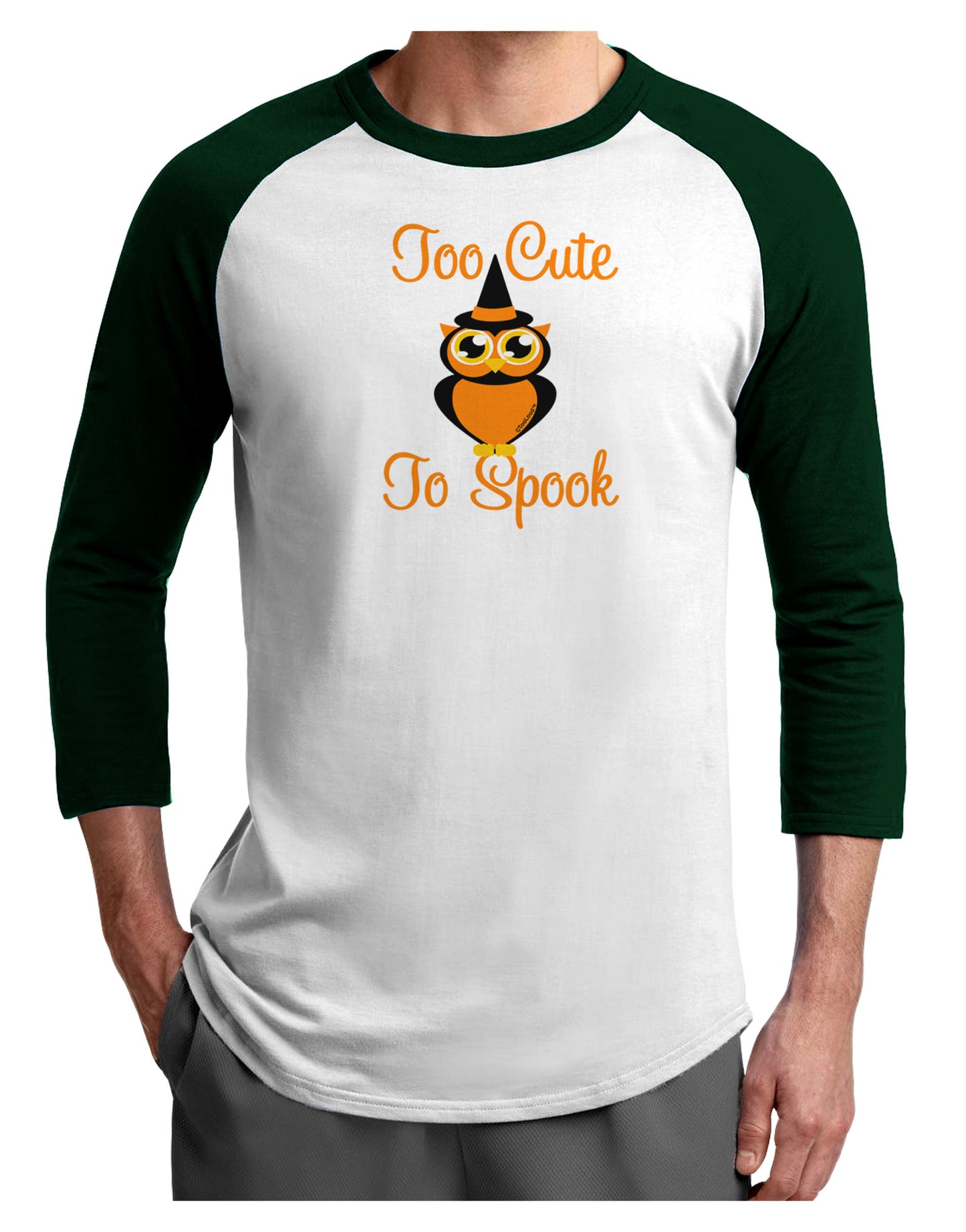 Owl Too Cute Orange Adult Raglan Shirt-Raglan Shirt-TooLoud-White-Forest-X-Small-Davson Sales