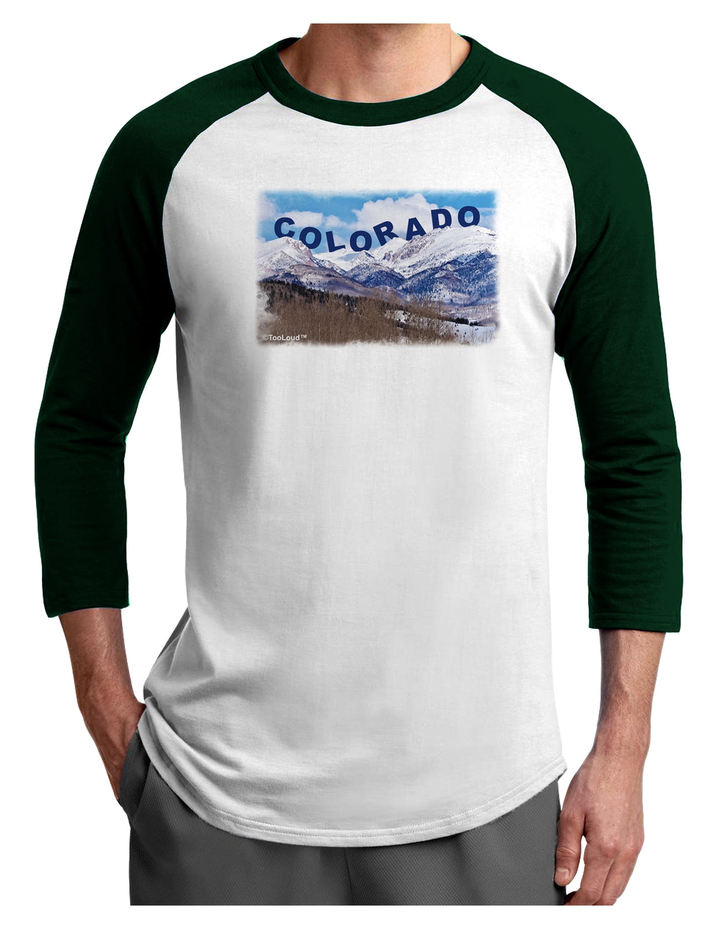 Pikes Peak Text Adult Raglan Shirt-Raglan Shirt-TooLoud-White-Forest-X-Small-Davson Sales
