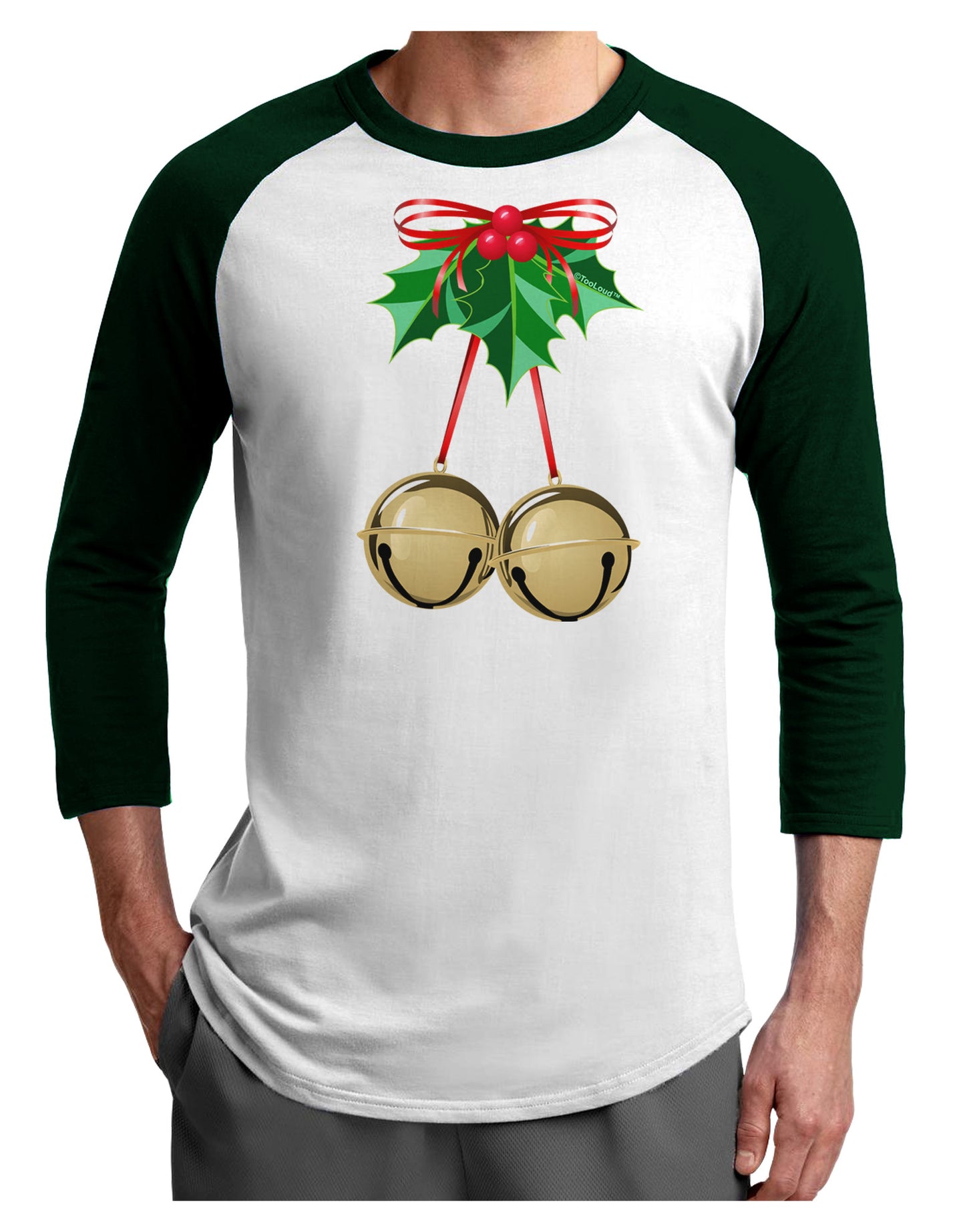 Jingle Balls Adult Raglan Shirt-Raglan Shirt-TooLoud-White-Forest-X-Small-Davson Sales