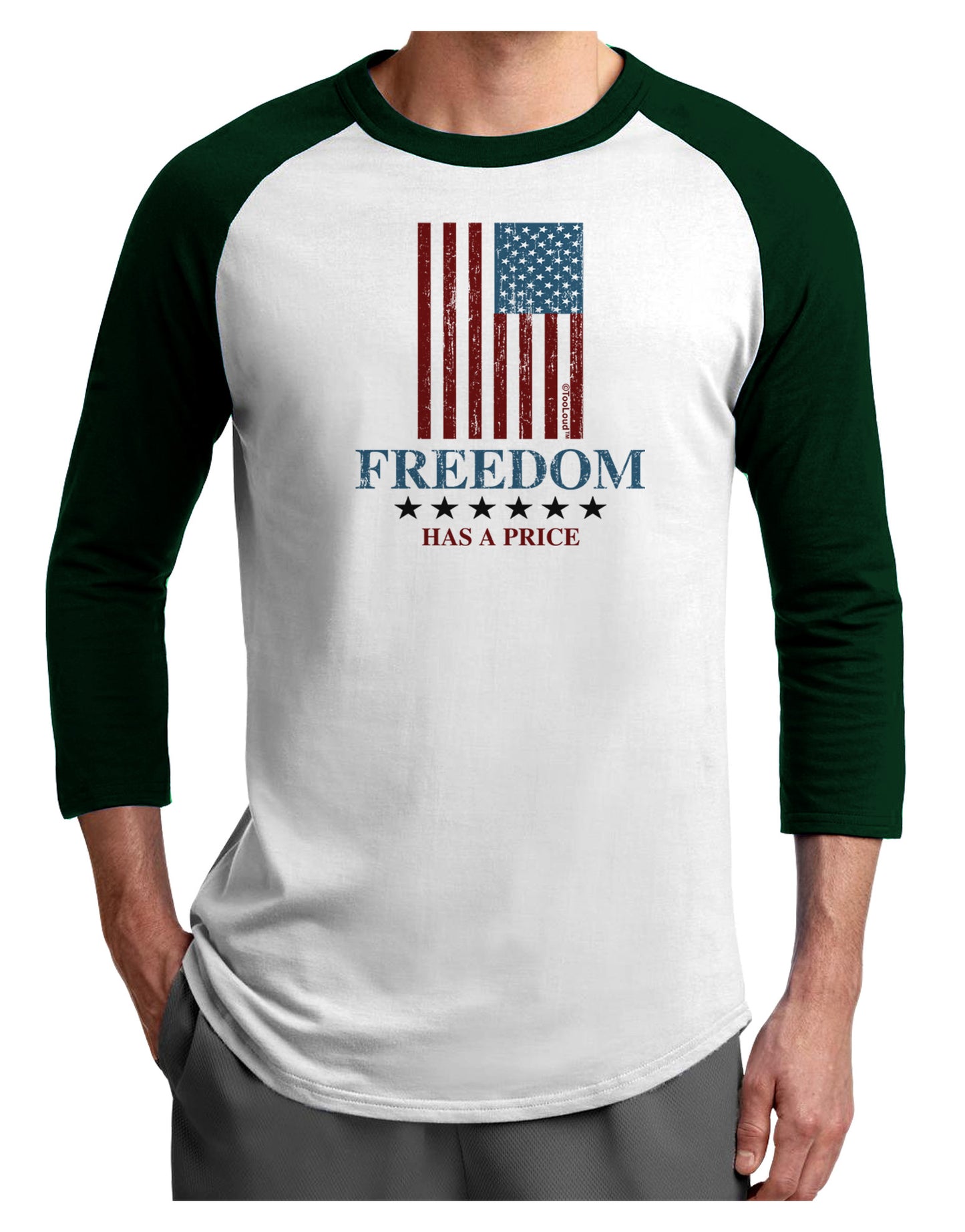 Freedom Flag Color Adult Raglan Shirt-Raglan Shirt-TooLoud-White-Forest-X-Small-Davson Sales