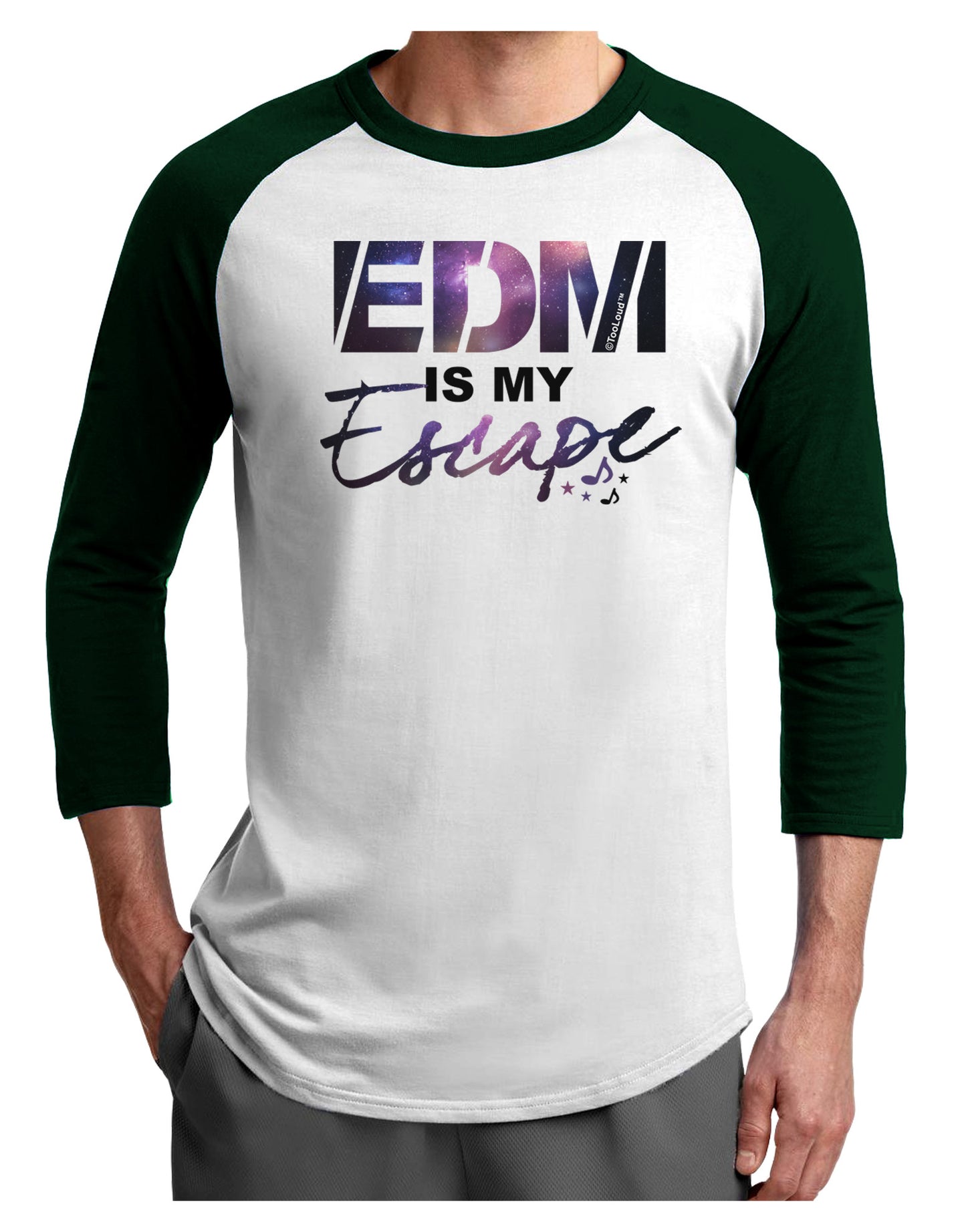 EDM Is My Escape Adult Raglan Shirt-Raglan Shirt-TooLoud-White-Forest-X-Small-Davson Sales