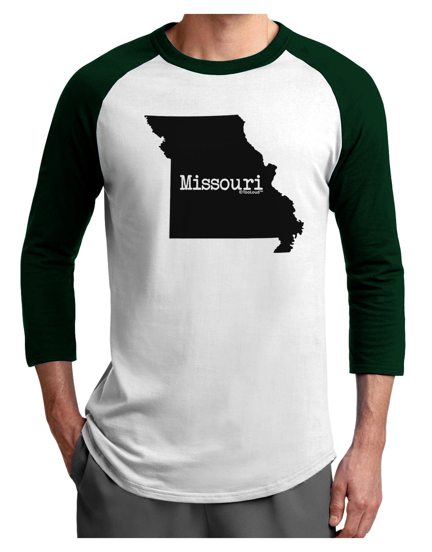 Missouri - United States Shape Adult Raglan Shirt-Raglan Shirt-TooLoud-White-Forest-X-Small-Davson Sales
