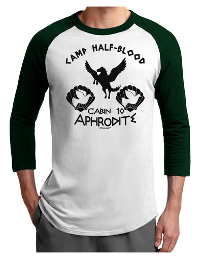Cabin 10 Aphrodite Camp Half Blood Adult Raglan Shirt-TooLoud-White-Forest-X-Small-Davson Sales