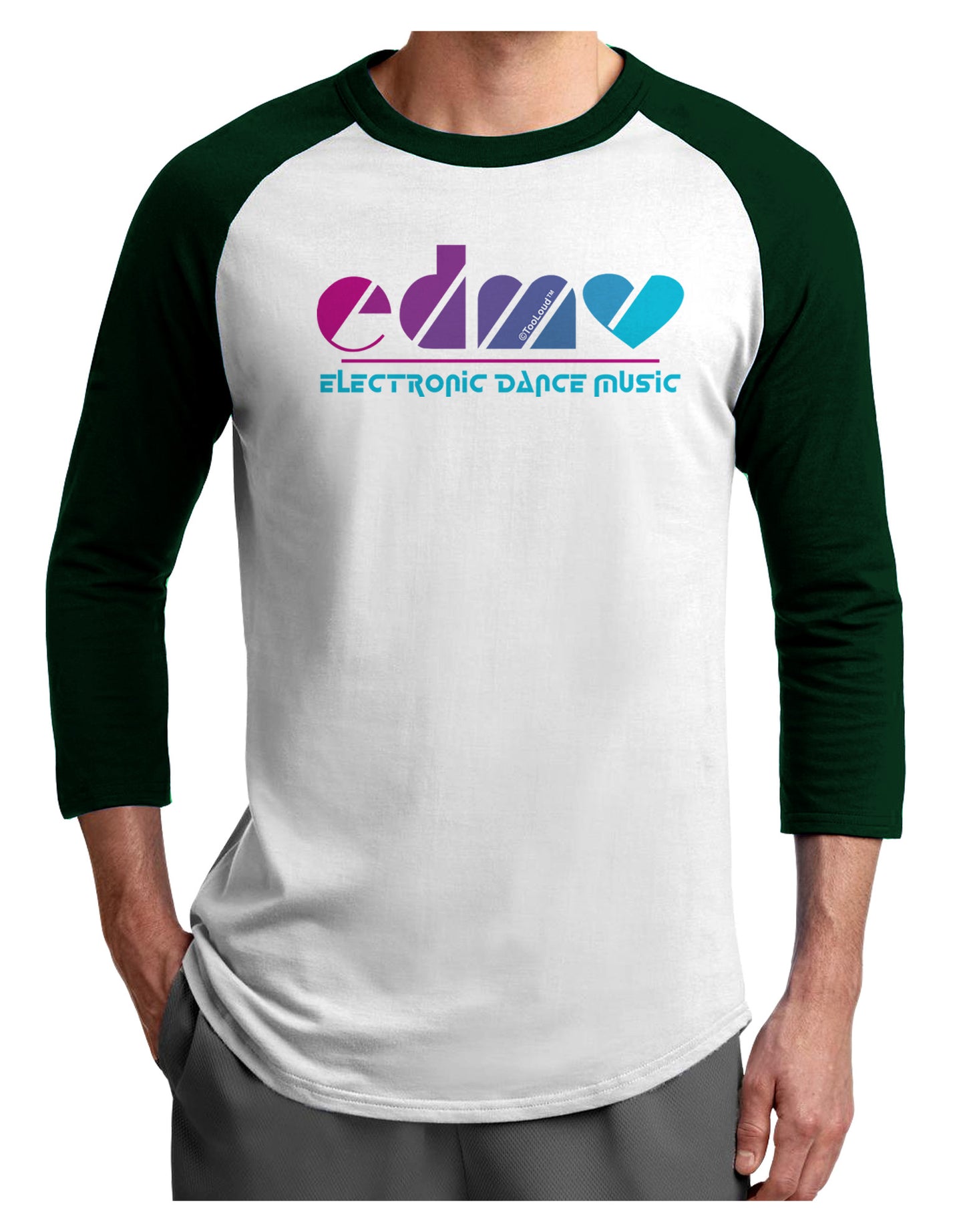 EDM Heart Adult Raglan Shirt-Raglan Shirt-TooLoud-White-Forest-X-Small-Davson Sales