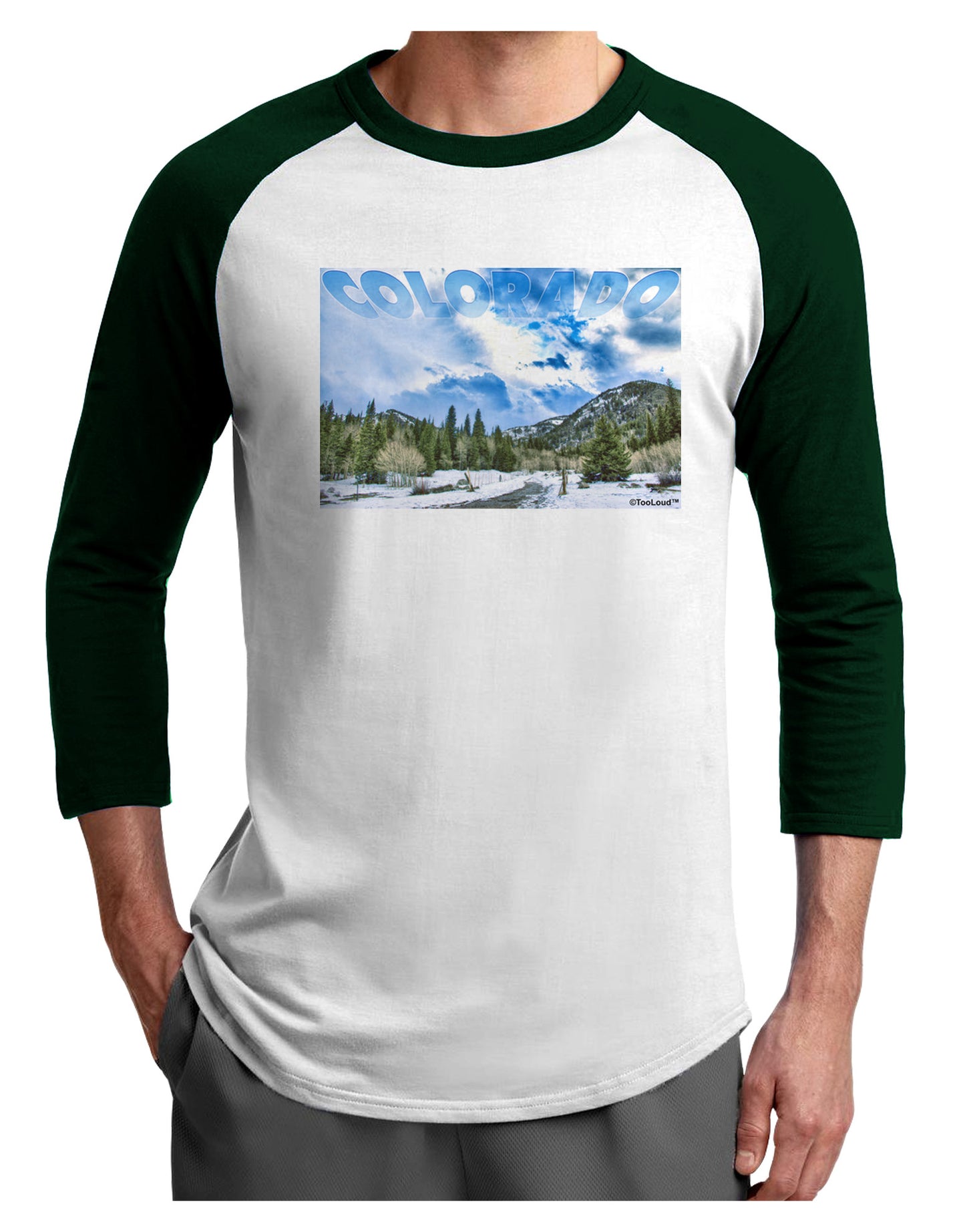 El Dora CO with Text Adult Raglan Shirt-Raglan Shirt-TooLoud-White-Forest-X-Small-Davson Sales