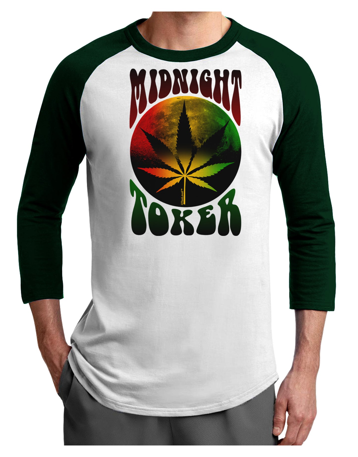 Midnight Toker Marijuana Adult Raglan Shirt-Raglan Shirt-TooLoud-White-Forest-X-Small-Davson Sales