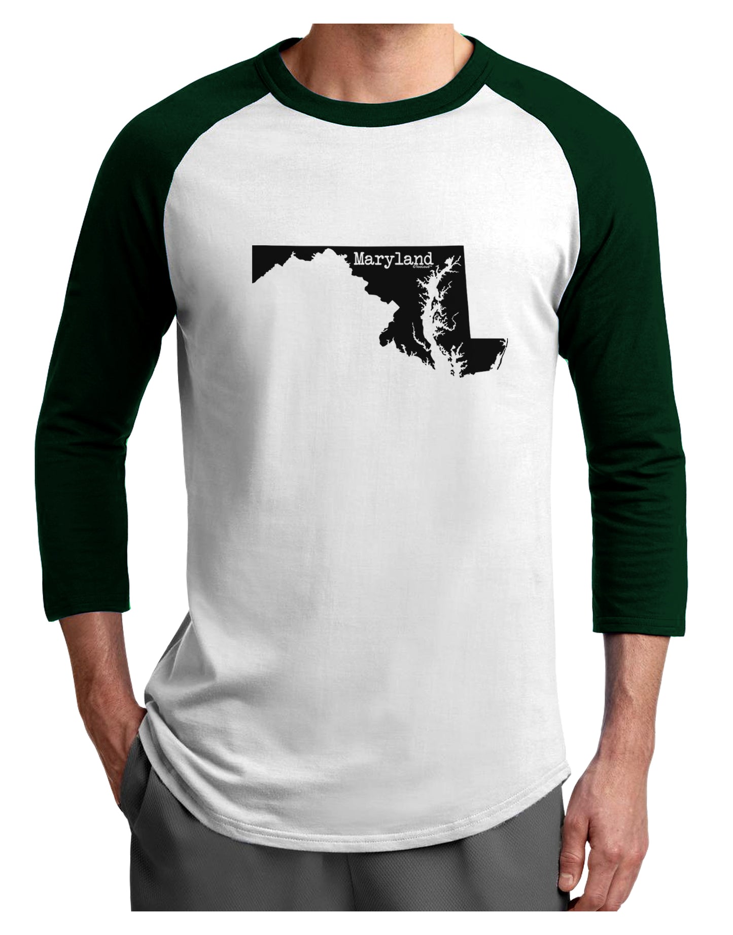Maryland - United States Shape Adult Raglan Shirt by TooLoud-TooLoud-White-Forest-X-Small-Davson Sales