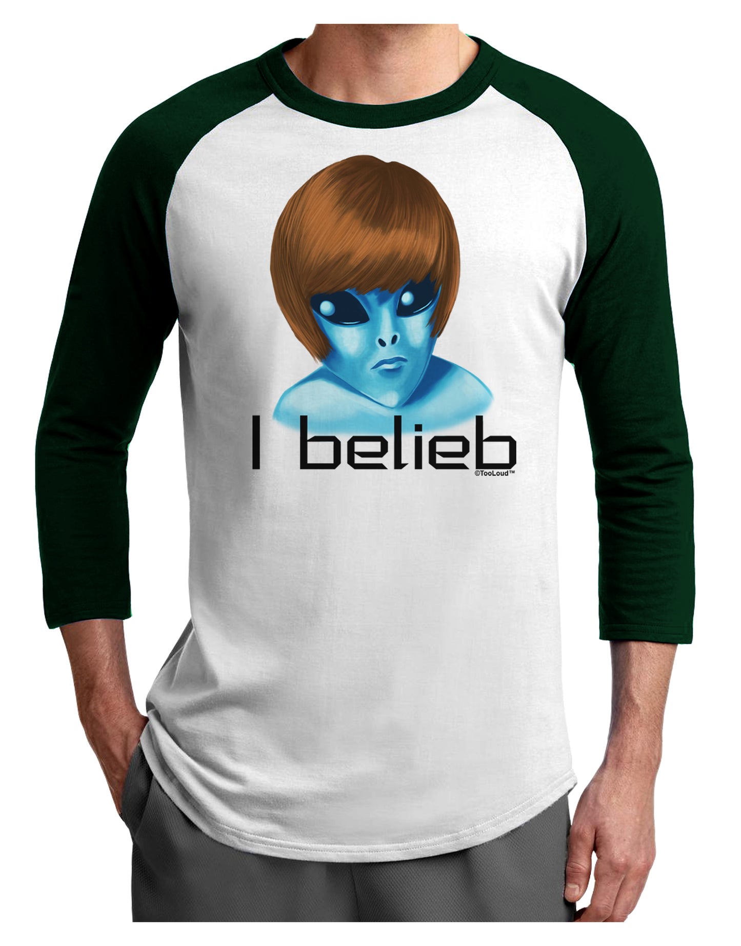 Extraterrestial - I Belieb Adult Raglan Shirt by TooLoud-TooLoud-White-Forest-X-Small-Davson Sales